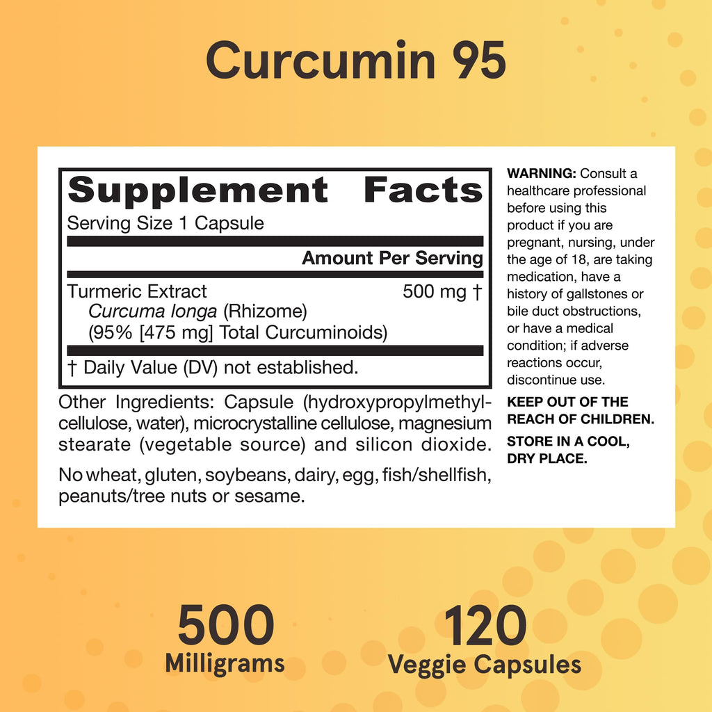 Jarrow Formulas Curcumin 95 Supplement - Turmeric Extract Supplement, 500 mg for Antioxidant & Joint Support, 120 Capsules