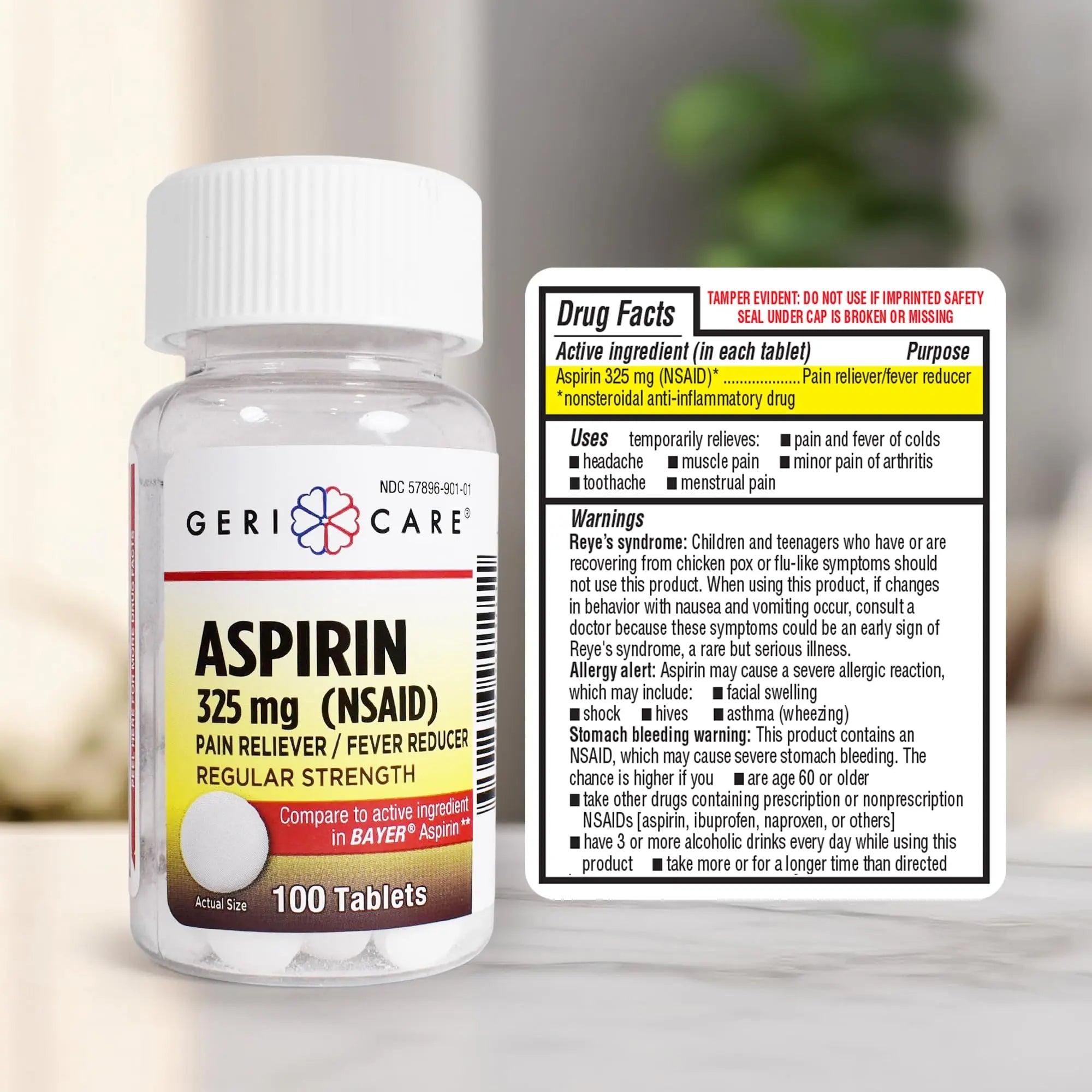 GeriCare Bottled Aspirin 325mg 100 Count Bottle (Pack of 1) GeriCare Au supplements