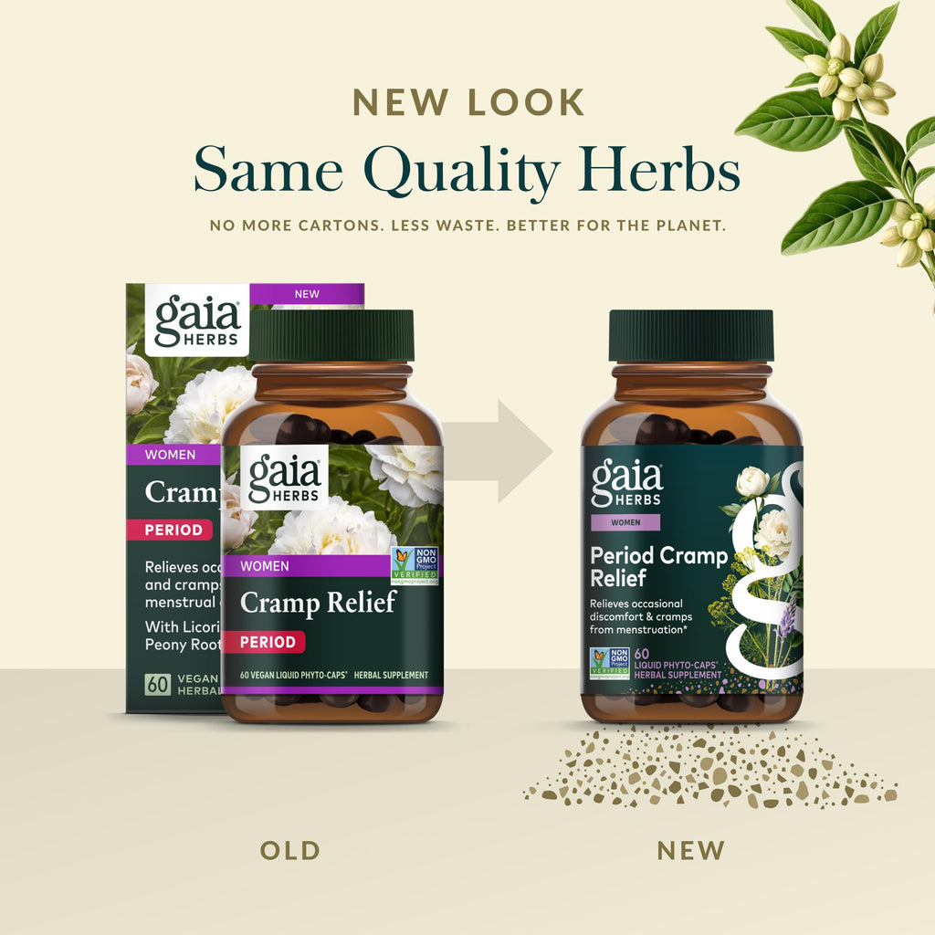 Gaia Herbs Cramp Relief - Herbal Supplement for Period Cramp Relief* - Made with Fennel Seed, Licorice Root & More - 60 Vegan Liquid Phyto-Caps (60 Servings) Gaia Herbs Au supplements