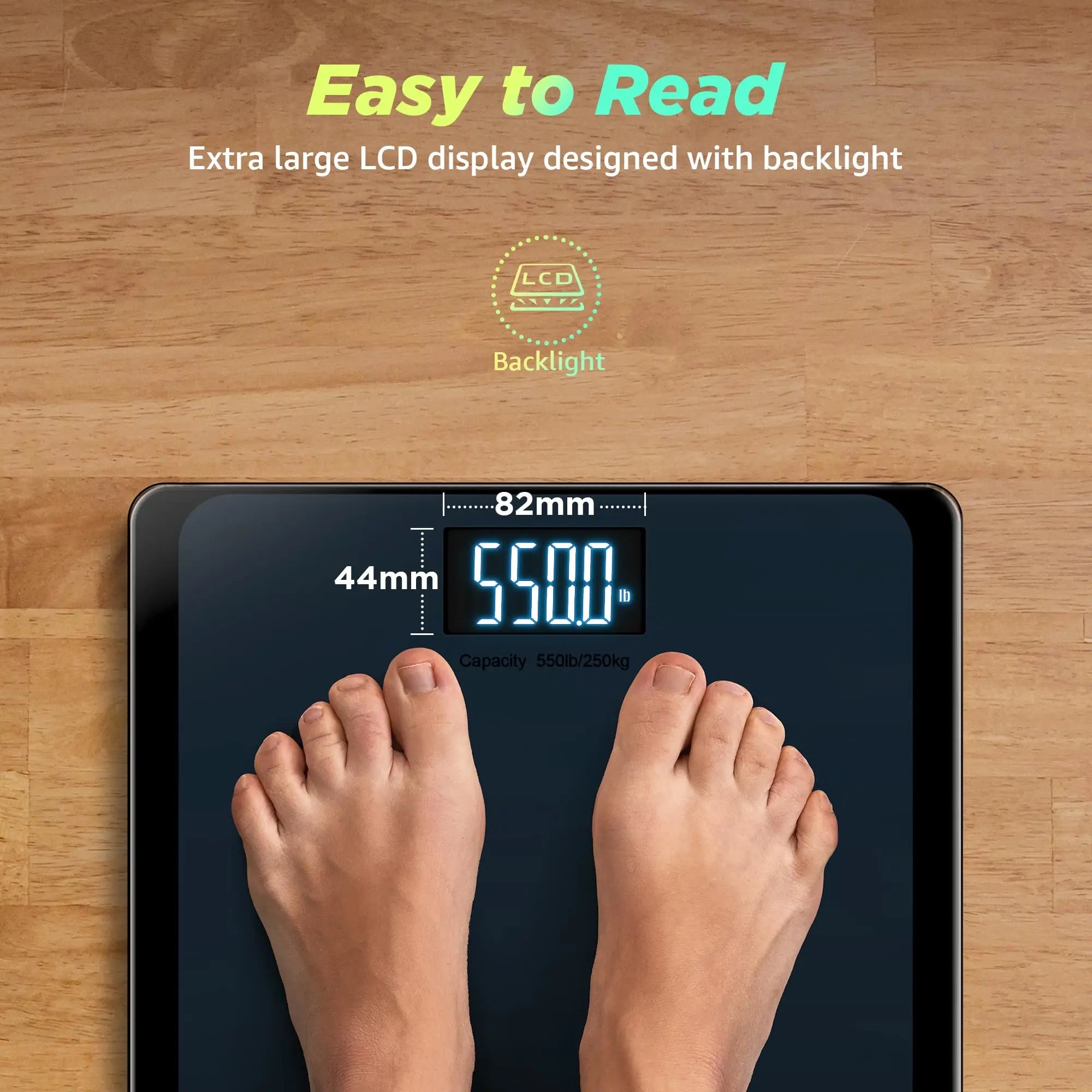 RunSTAR 550lb Bathroom Digital Scale for Body Weight with Ultra-Wide Platform and Large runstar Au supplements
