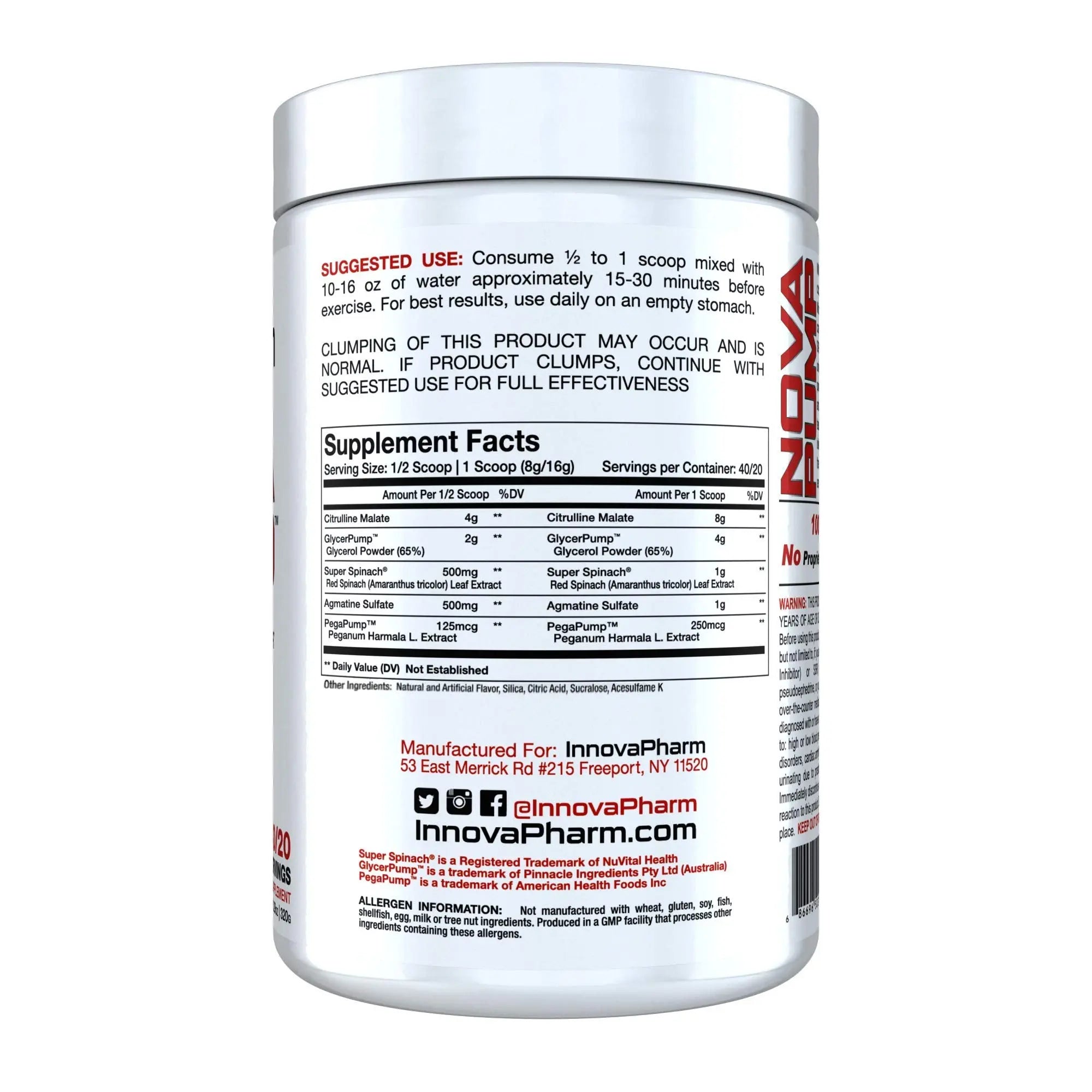 NOVAPUMP (Blueberry Lemonade) 11.29 ounces InnovaPharm Au supplements