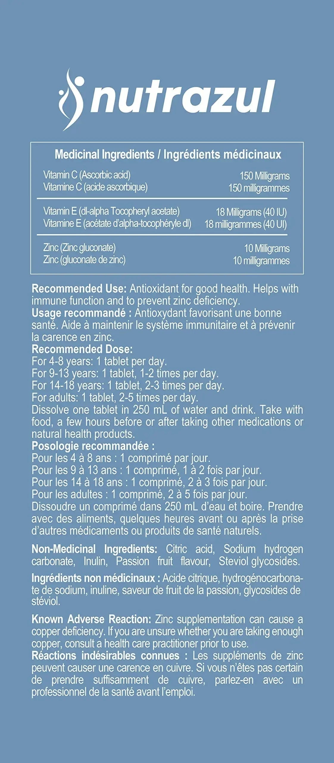 nutrazul Immune+ Effervescent Tablets | Vitamin C and Zinc with Vitamin E | 20 Tablets | Immune Support for Adults & Kids nutrazul Au supplements