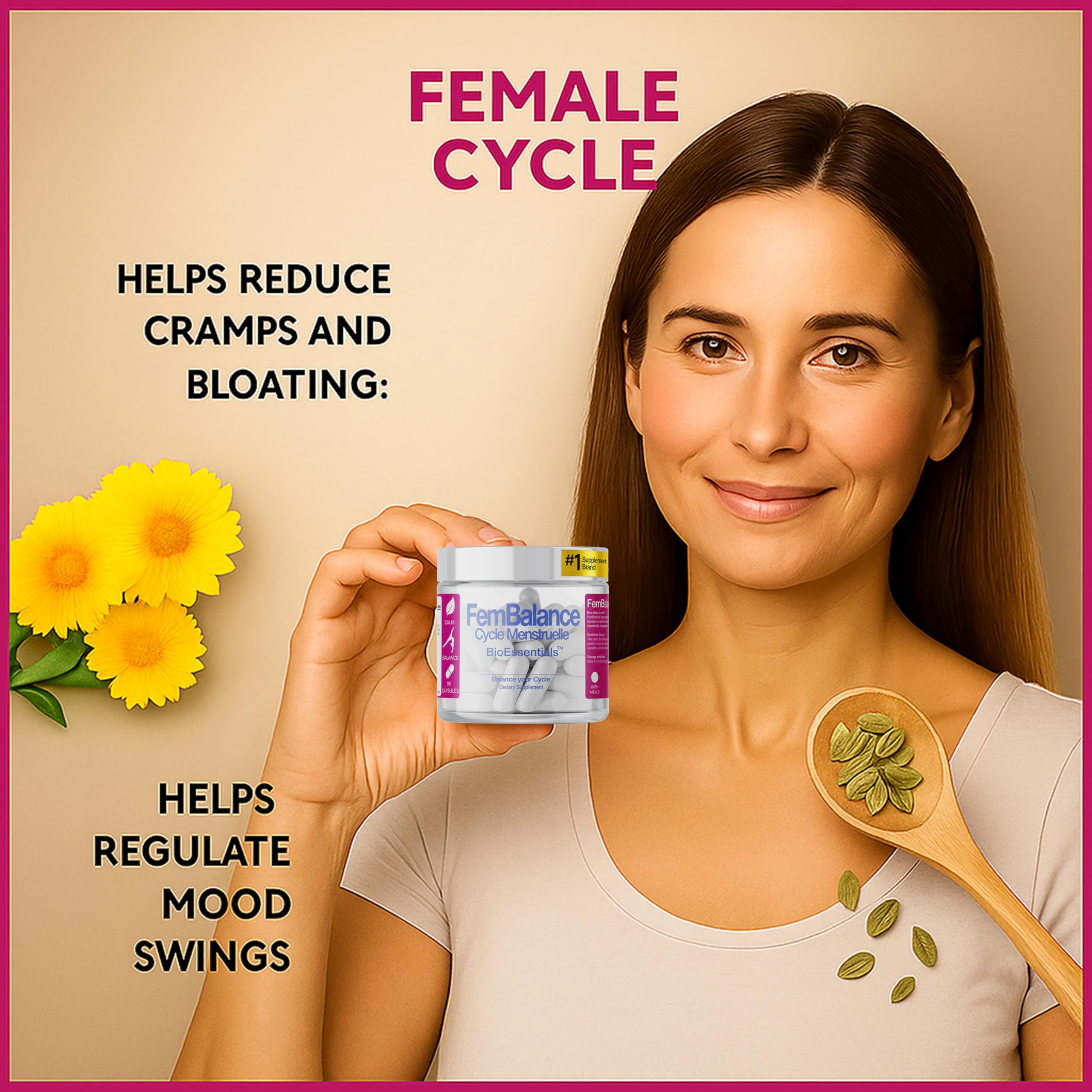 BioEssentials FemBalance® – Women’s Hormone Balance Supplement for PMS Support & Menstrual Cramp Relief - Ashwagandha, Magnesium & Chamomile for Hormonal Balance, Mood & Energy – 90 Vegan Capsules BioEssentials Au supplements
