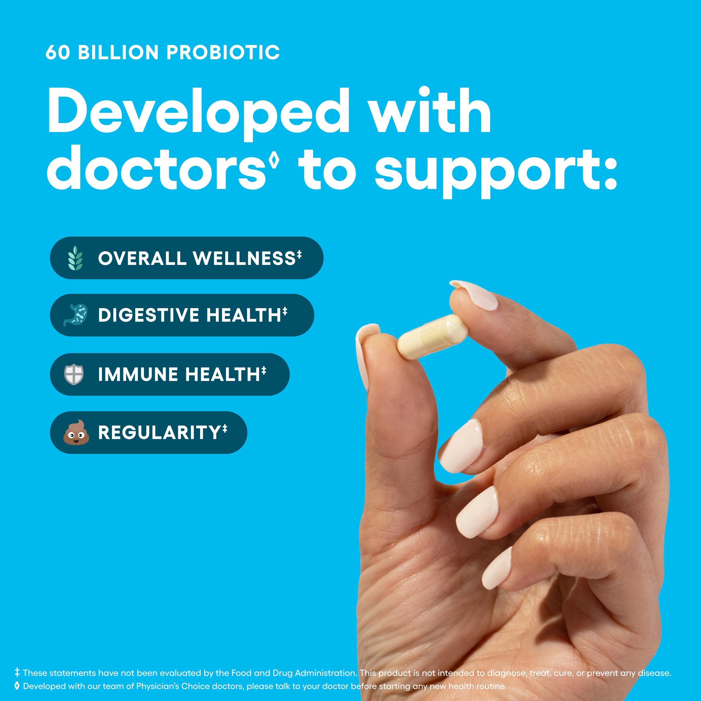 Physician's CHOICE Probiotics 60 Billion CFU - 10 Strains + Organic Prebiotics - Immune, Digestive & Gut Health - Supports Occasional Constipation, Diarrhea, Gas & Bloating - for Women & Men - 84ct Physician's CHOICE Au supplements