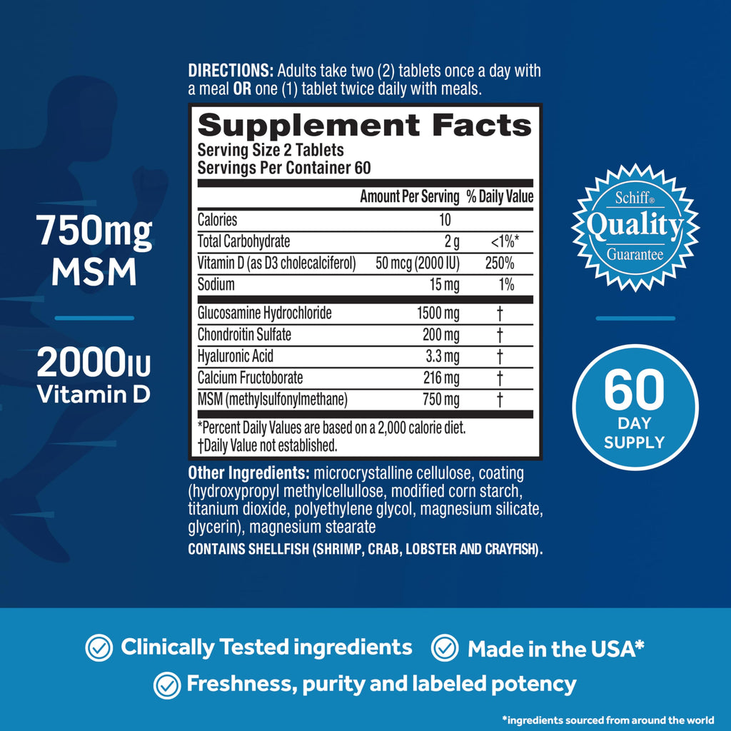 Move Free Advanced Glucosamine Chondroitin MSM + Vitamin D3 Joint Support Supplement, Supports Mobility Comfort Strength Flexibility & Bone + Immune Health - 120 Tablets (40 servings)* Move Free Au supplements