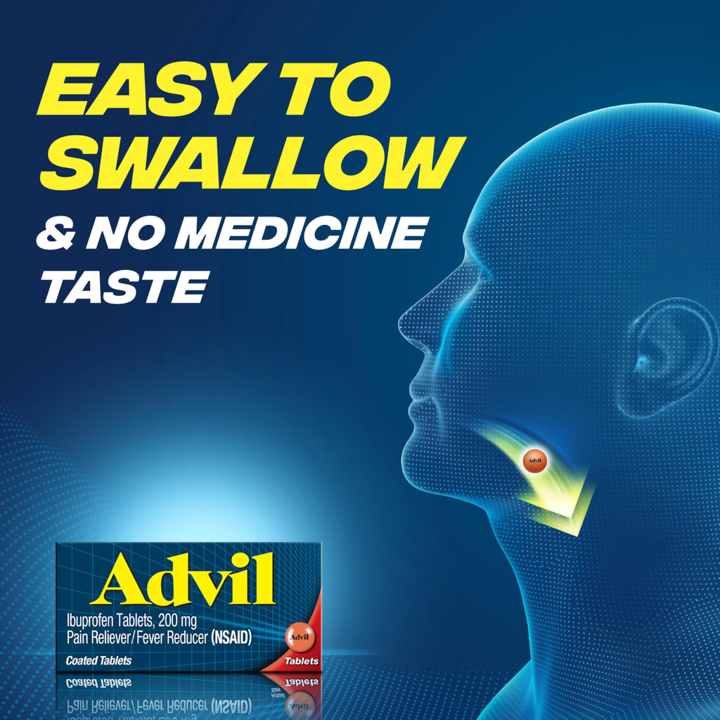 Advil Pain Reliever and Fever Reducer, Ibuprofen 200mg for Pain Relief - 24 Coated Tablets Advil Au supplements