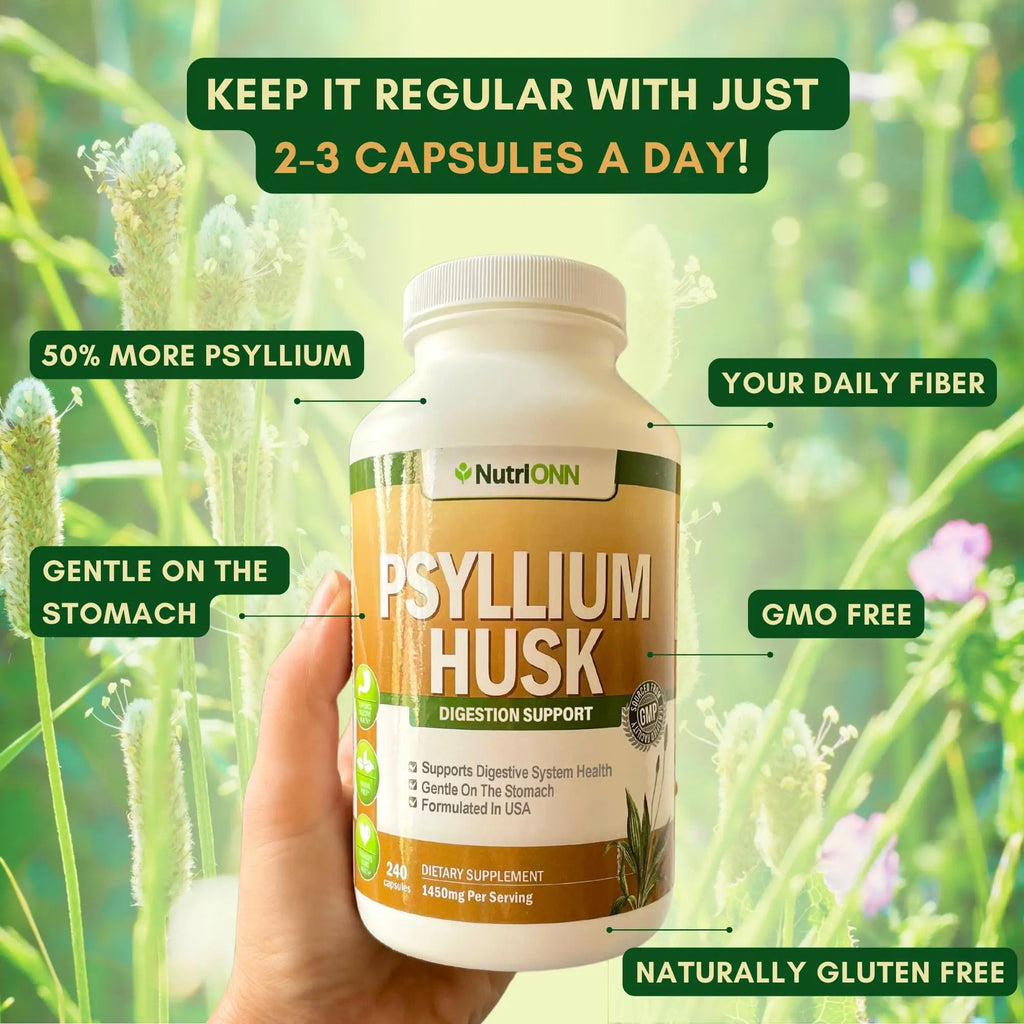 NutriONN PSYLLIUM Husk Capsules - 1450mg Per Serving - 240 Capsules - Double Strength NutriONN Au supplements