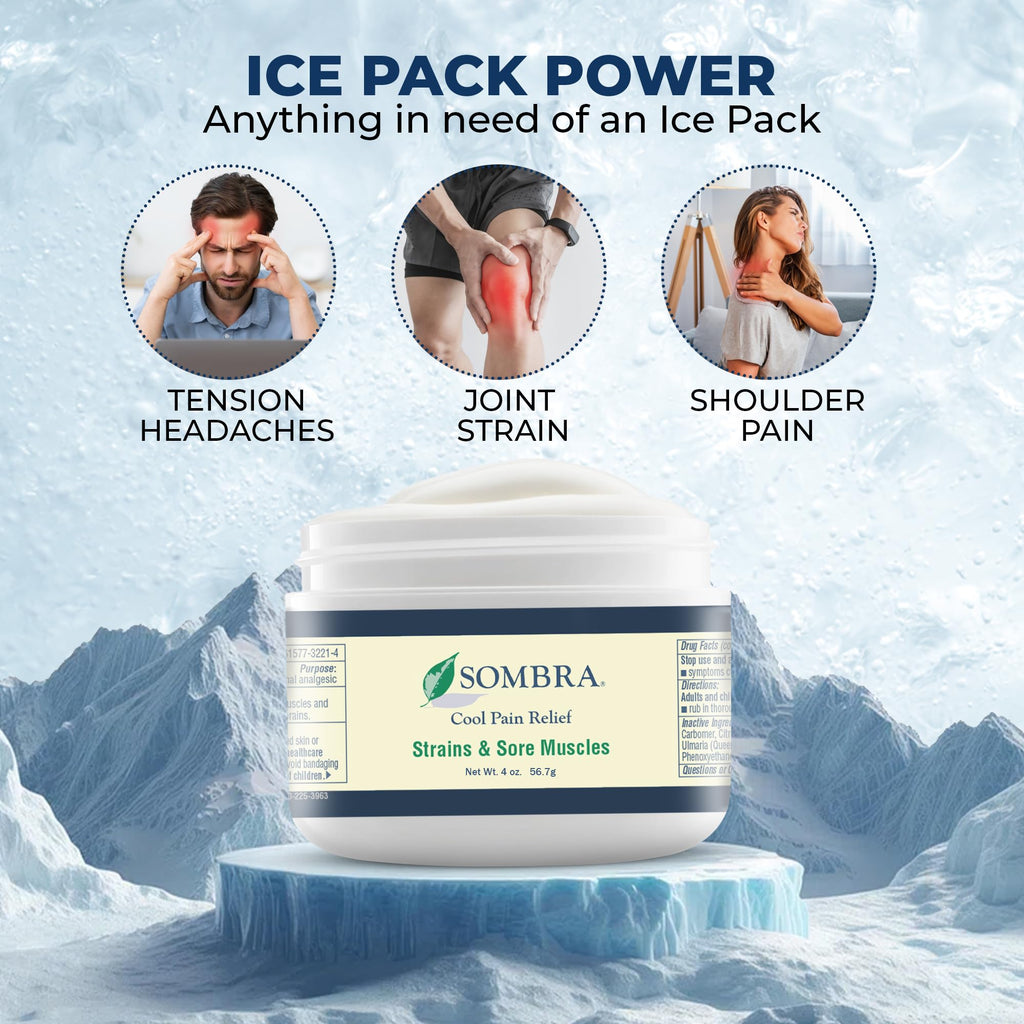 Sombra Original Cool Therapy Gel Cold Pain Relief for Swelling, Growing Pains, Soreness, Post-Workout, Vegan Formula Free of Artificial Fragrances, Dyes, NSAID, Wax, Petroleum, Alcohol - 4oz Jar Sombra Au supplements