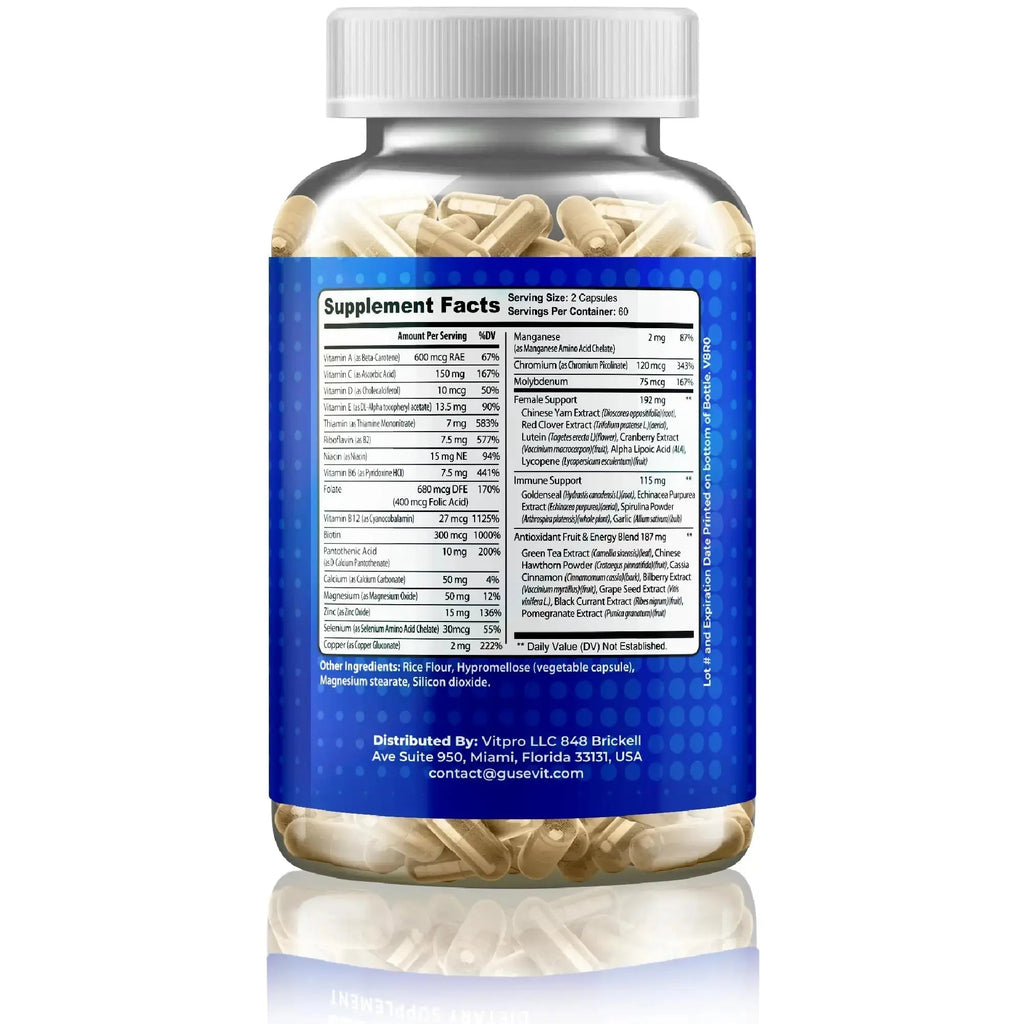 Gusevit 37-in-1 Women's Multivitamin for Immune & Stress Support, Energy Booster, Bone & Skin Health & Hair Growth | Gusevit Au supplements