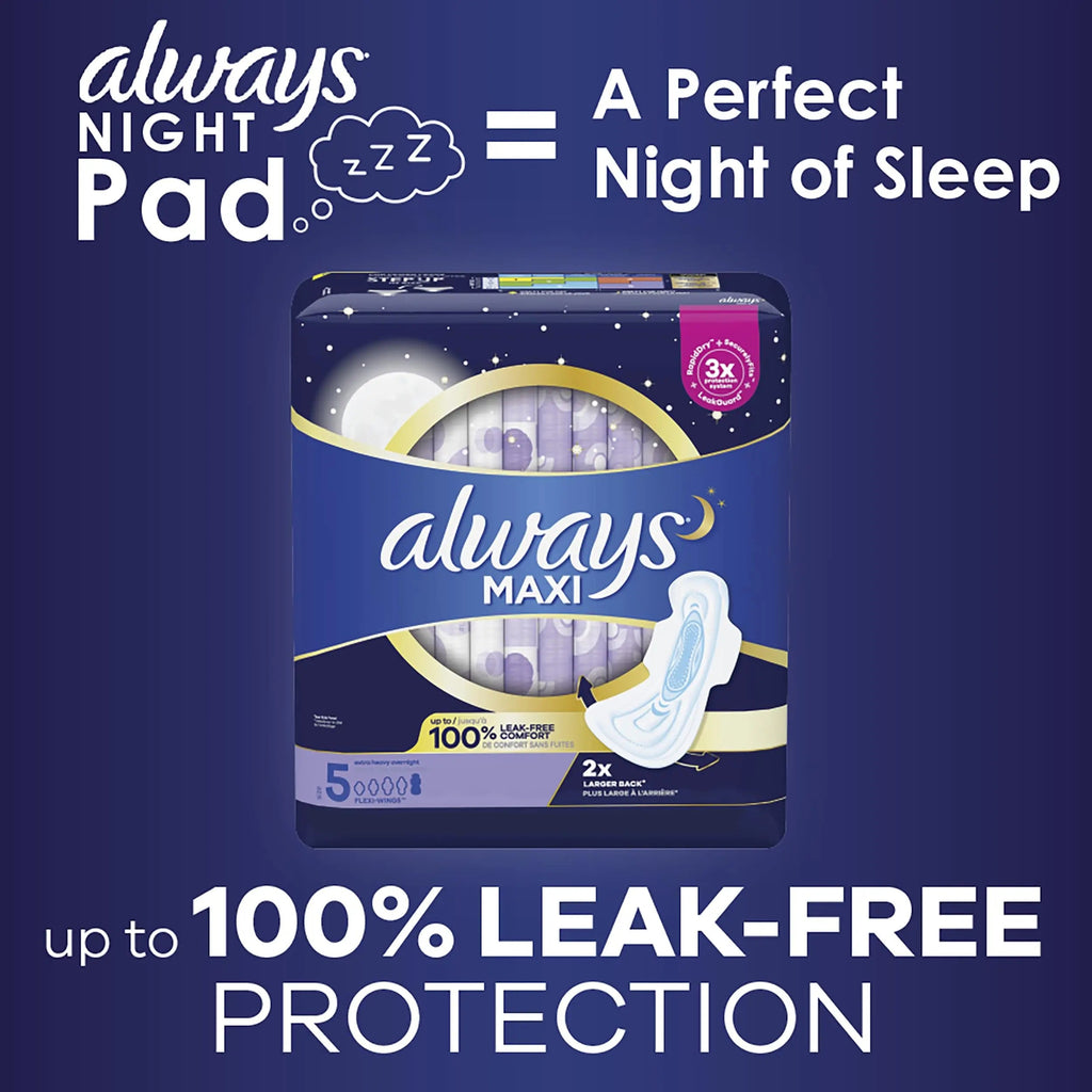 Always Maxi Feminine Pads for Women, Size 5 Extra Heavy Overnight Always Au supplements