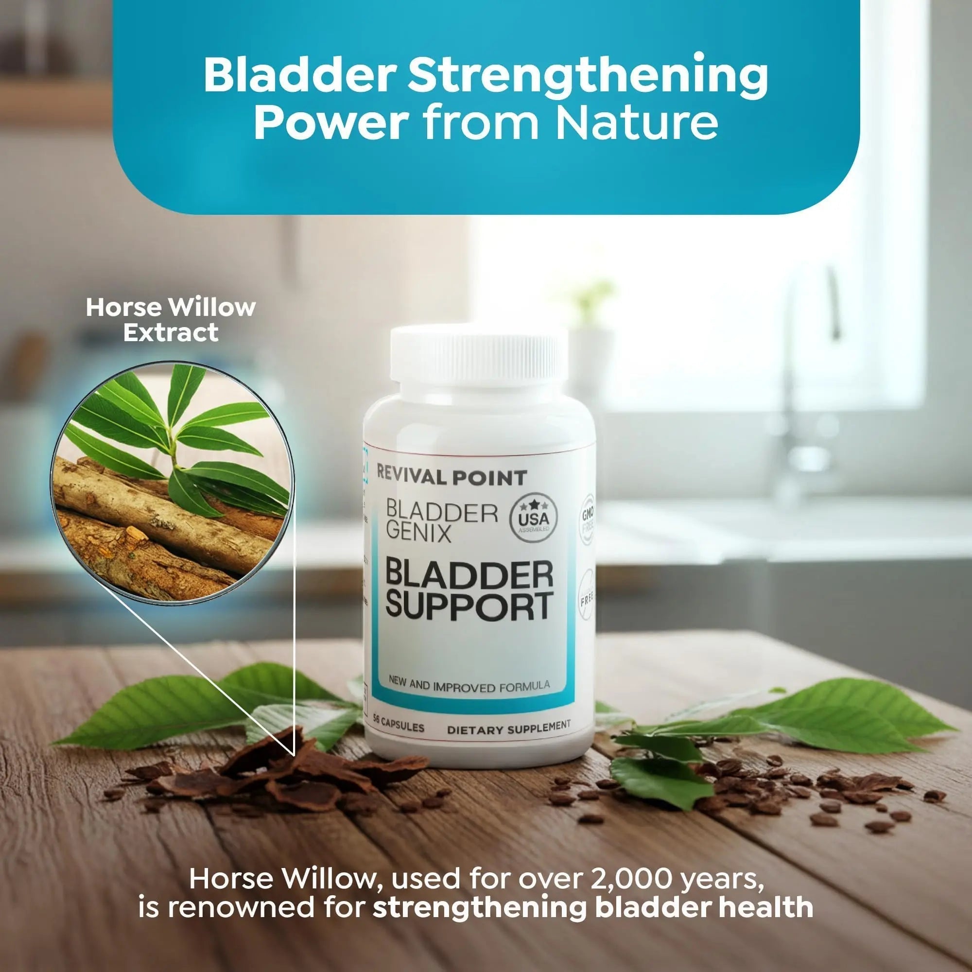 Bladdergenix Bladder Control Supplement for Women and Men – Natural Urinary Urgency & Frequency Support – Crataeva Nurvala & Lindera Aggregata Herbal Blend for Bladder Health – 56 Capsules Revival Point Au supplements