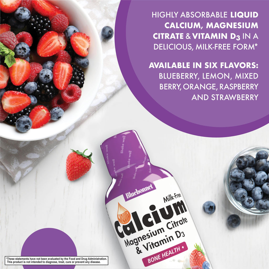 Bluebonnet Nutrition Liquid Calcium Citrate, Magnesium, Vitamin D3, Bone Health, Gluten Free, Soy Free, Milk Free, Kosher, 16 fl oz