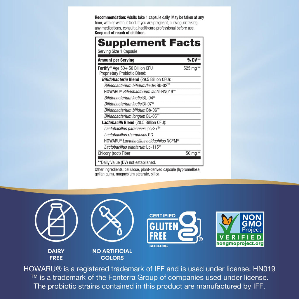 Nature's Way Fortify 50+ Daily Probiotic for Men & Women, 30 Billion Live Cultures, Colon, Digestive, and Immune Health Support* Supplement, 30 Capsules Nature's Way Au supplements