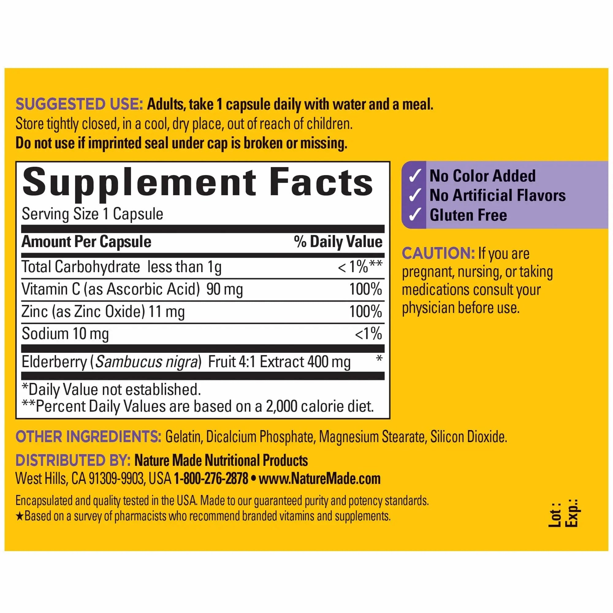 Nature Made Elderberry 400 mg Extract with Vitamin C and Zinc, Dietary Supplement Nature Made Au supplements