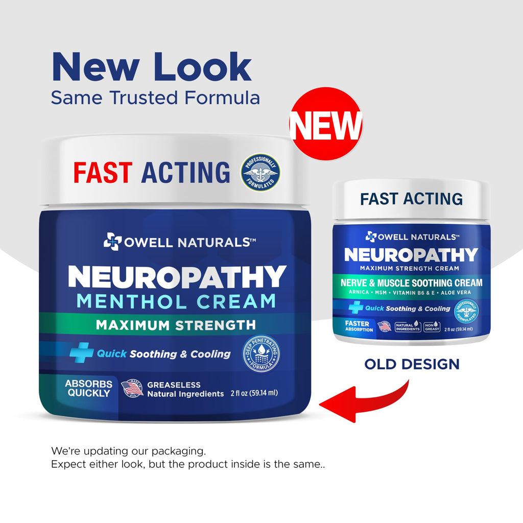 Owell Naturals Neuropathy Cream Extra Strength – Fast Absorbing Cooling for Leg, Feet & Hands – Advanced Soothing Formula with Aloe Vera, Arnica, MSM & Vitamin B6 – Made in USA, 2 fl oz Owell Naturals Au supplements