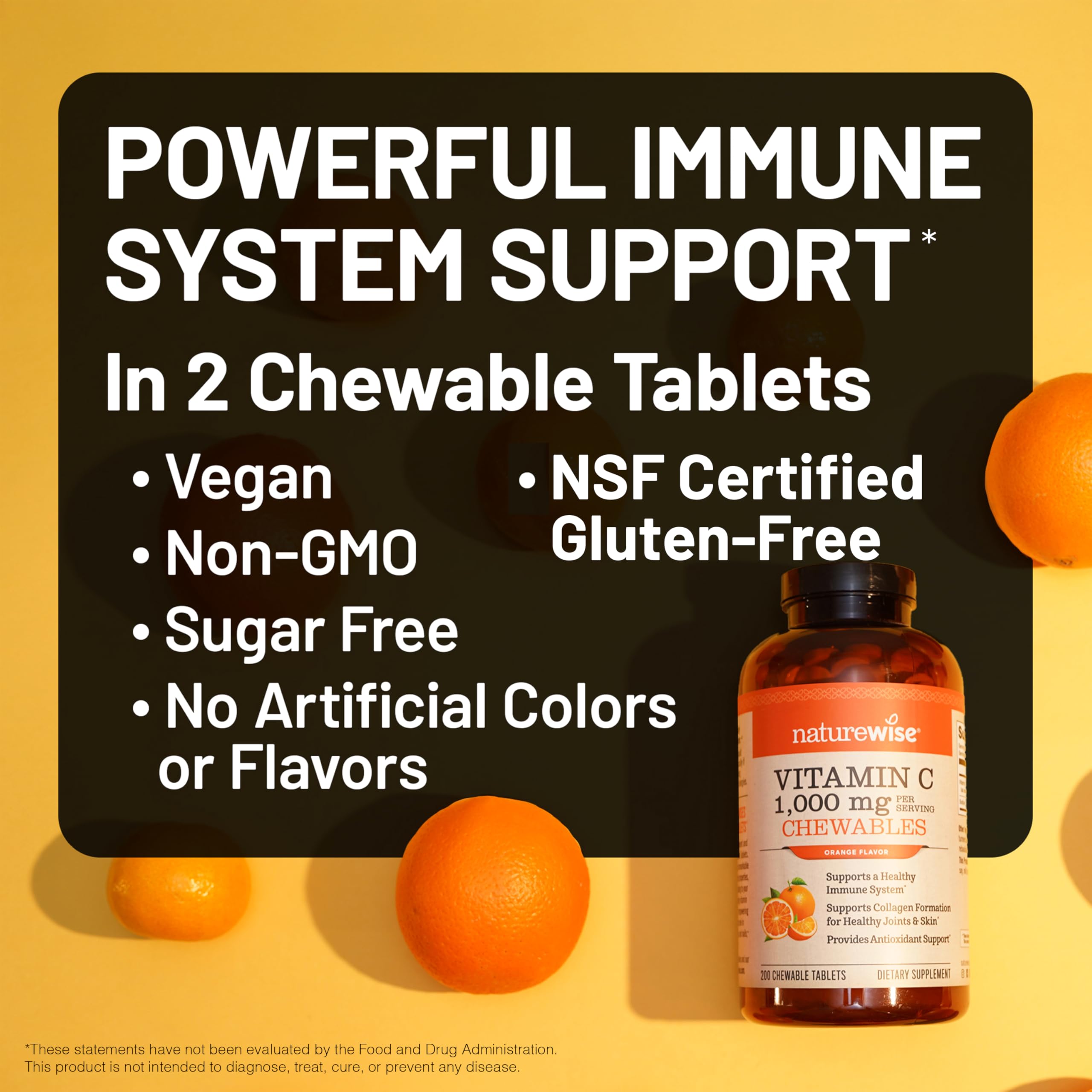 NatureWise Extra Strength Vitamin C Chewable 1000mg for Adults - Natural Orange Flavor - Immune System & Antioxidant Support - Non-GMO