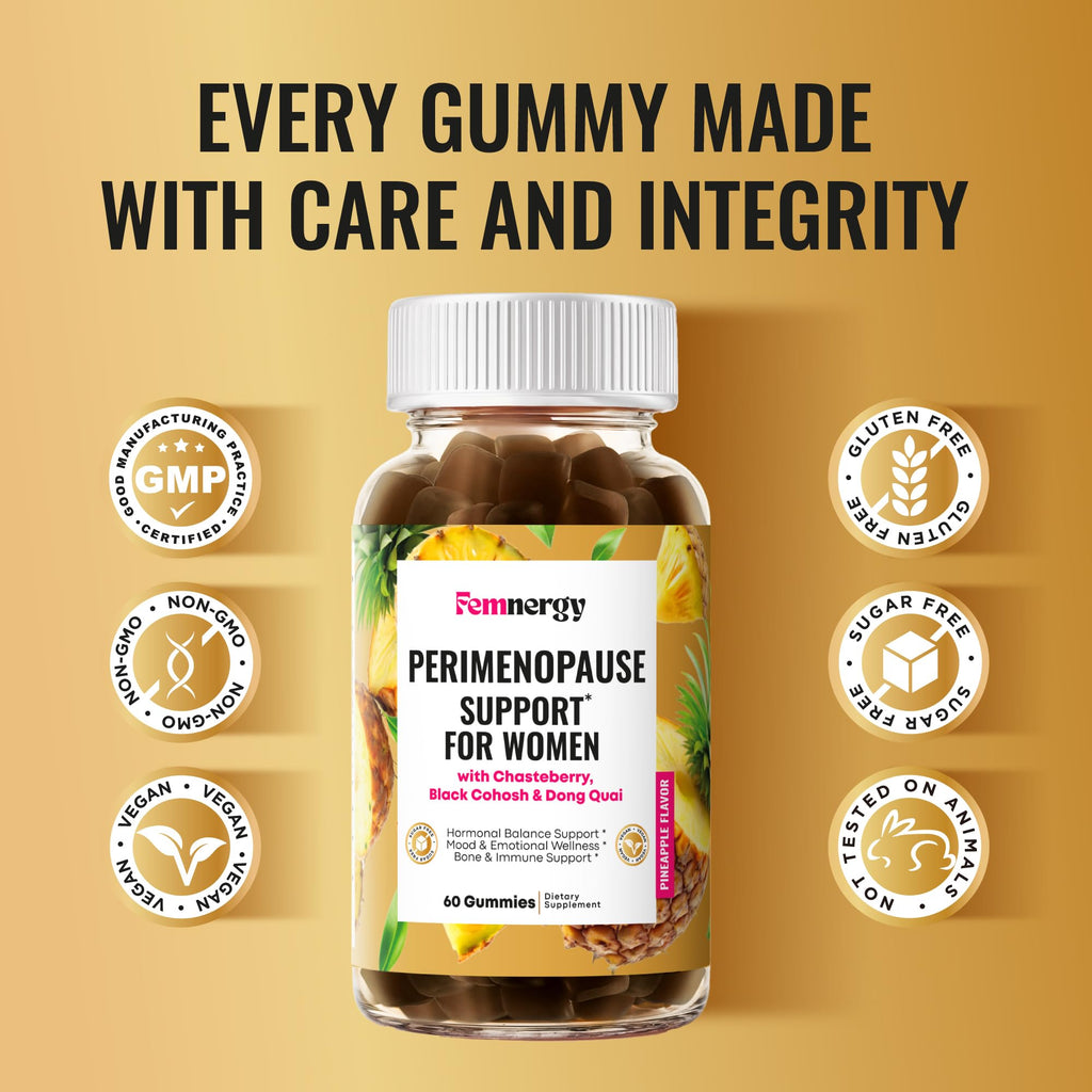 Femnergy Perimenopause Support Gummies for Women - Menopause Relief Estrogen & Hormone Balance Supplement with Black Cohosh Chasteberry Vitamins D3 B6 for Hot Flashes Night Sweats & Mood Swings Femnergy Au supplements