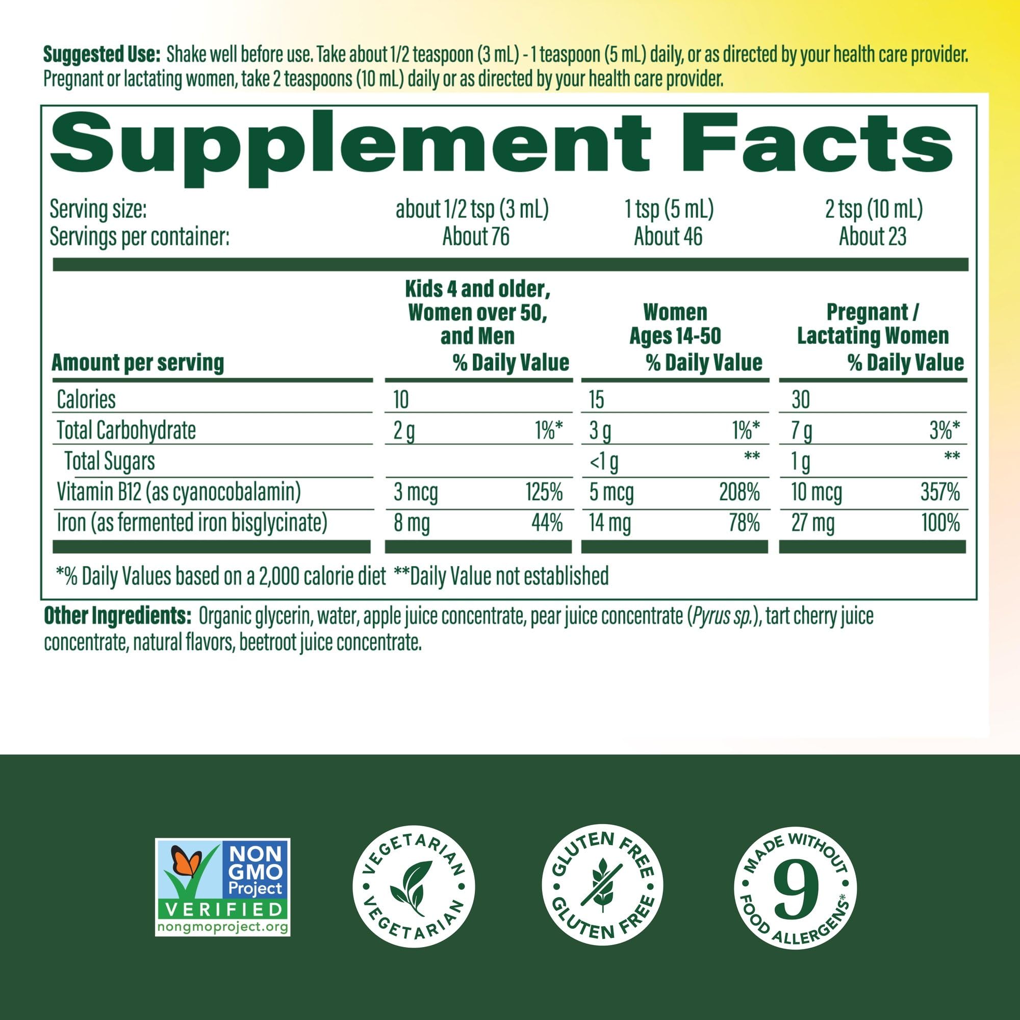 MegaFood Blood Builder Liquid Iron Supplement for Women, Men & Kids, Clinically Shown to Increase Iron Levels Without Constipation,