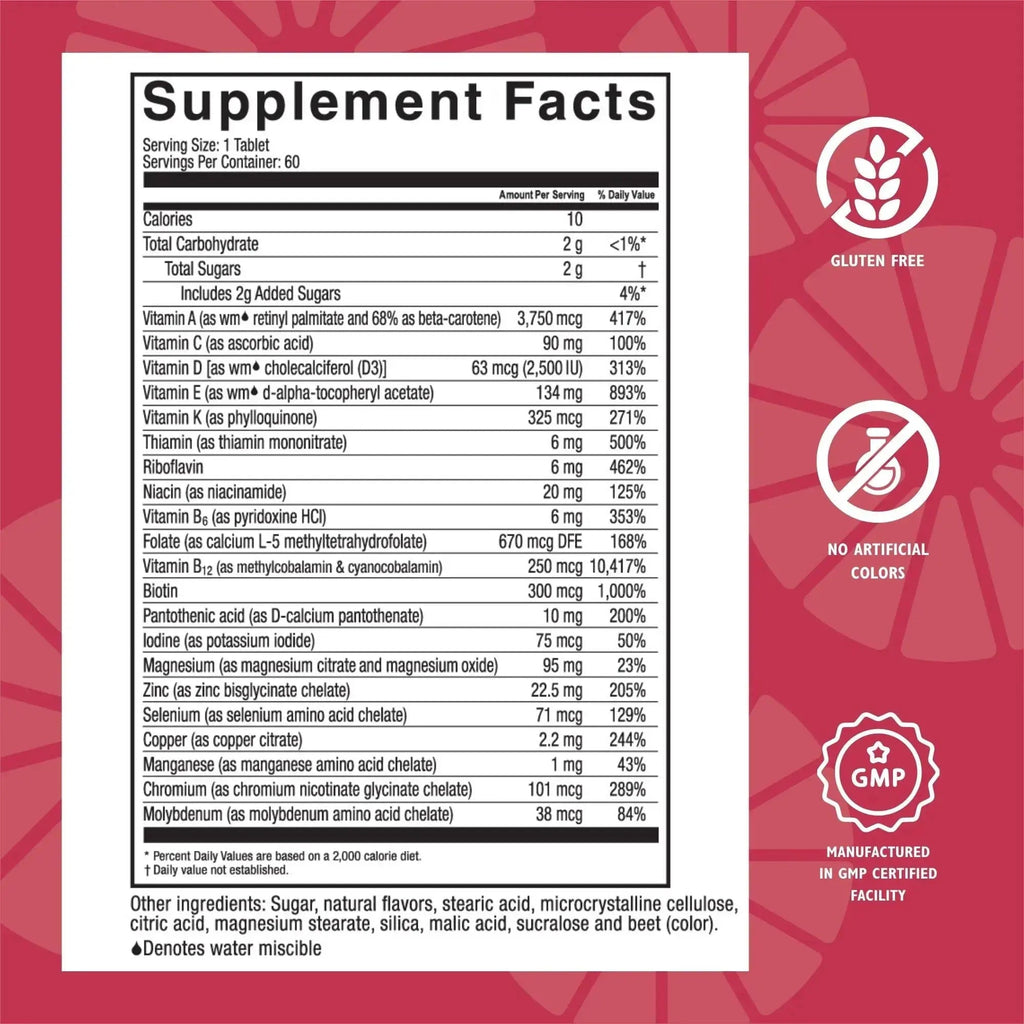 Celebrate Vitamins Multi ADEK Chewables, Iron Free - Daily Bariatric Multivitamin, High Level of Vitamins A, D, E, K & B12 Celebrate Bariatric Supplements Au supplements