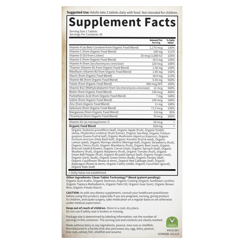 Garden of Life Organics Whole Food Multivitamin for Men, 60 Tablets, Vegan Mens Vitamins and Minerals for Health and Well-Being Garden of Life Au supplements