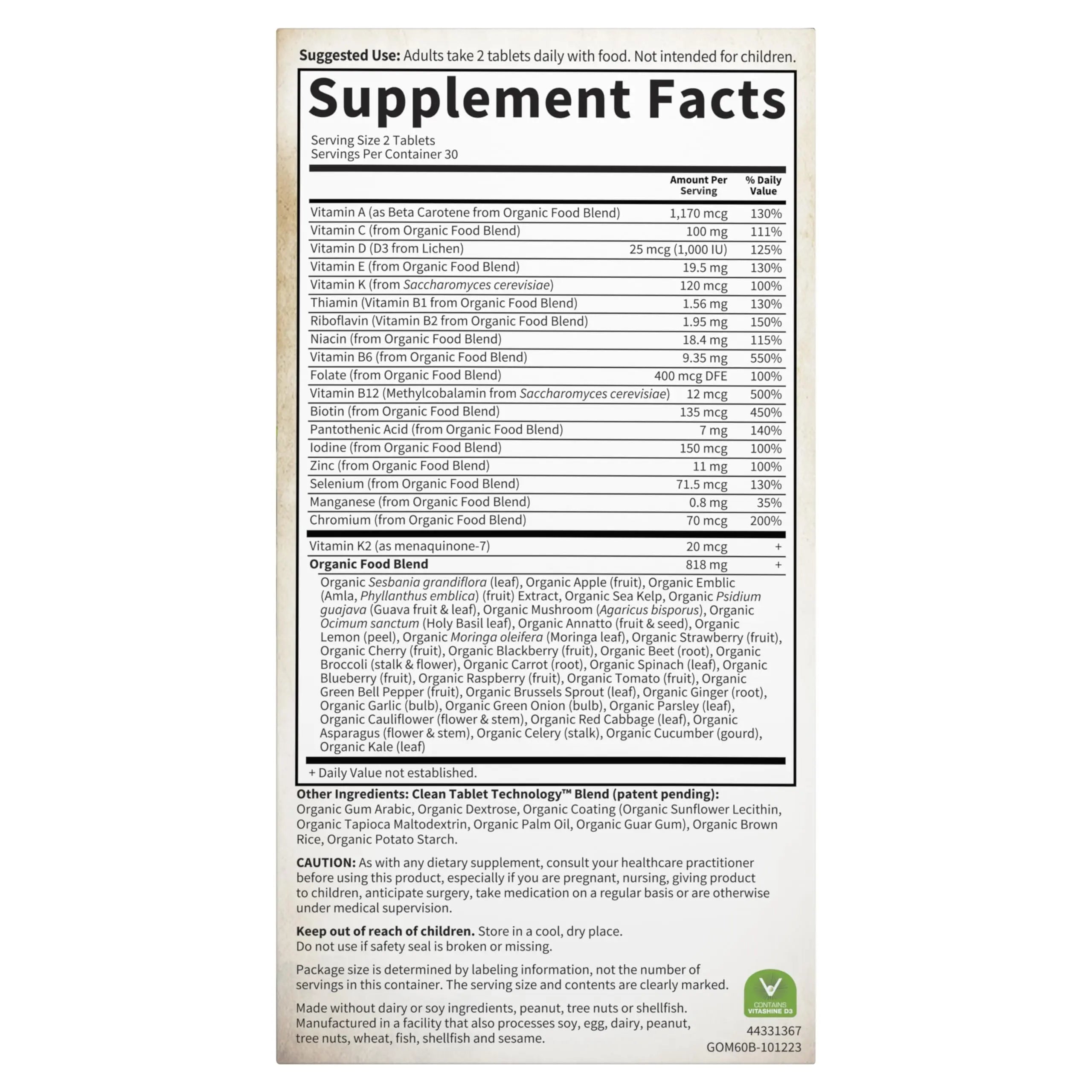 Garden of Life Organics Whole Food Multivitamin for Men, 60 Tablets, Vegan Mens Vitamins and Minerals for Health and Well-Being Garden of Life Au supplements
