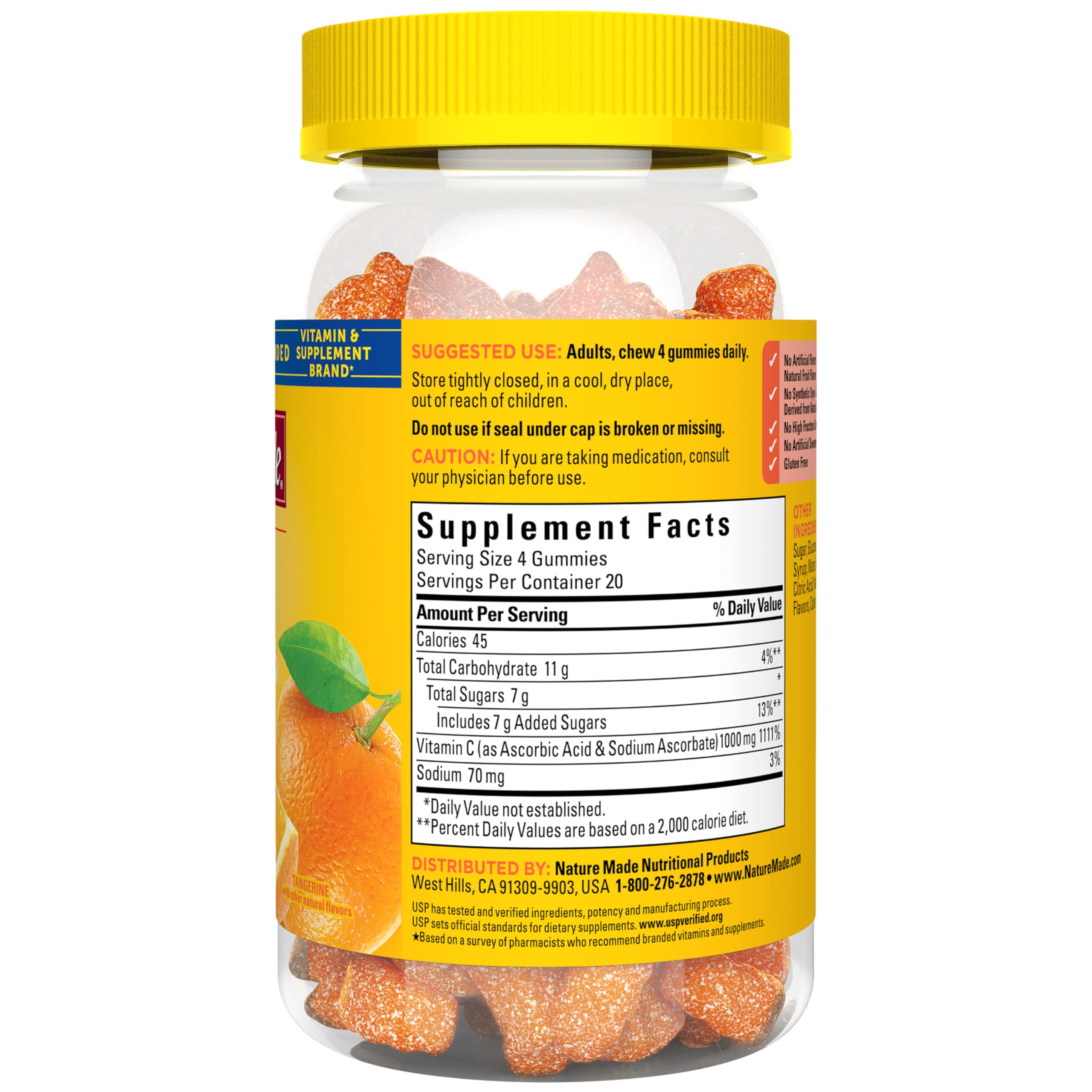 Nature Made Maximum Strength Dosage Vitamin C 1000mg per Serving, Immune Support Vitamin C Gummies for Adults, 80 Gummies, 20 Day Supply