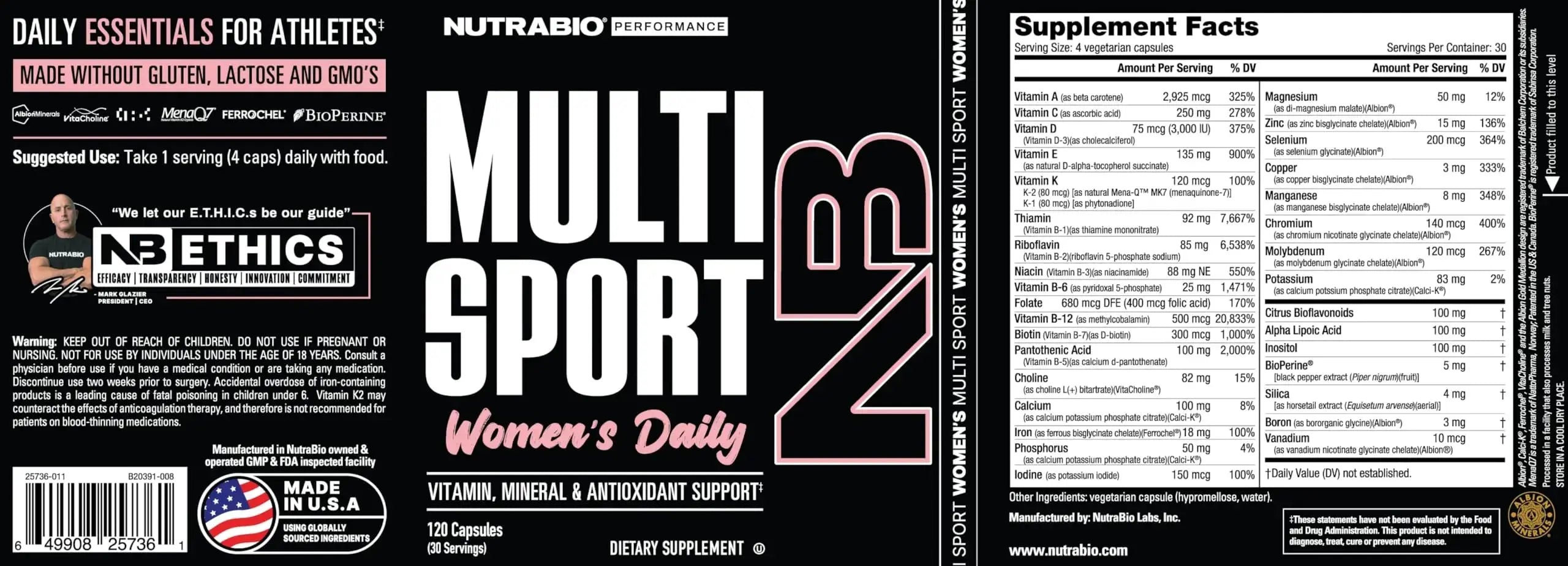 NutraBio Multisport for Women - Womens MultiVitamin - 33 Vitamins, Minerals, Micronutrients - Rich in Antioxidants NutraBio Au supplements