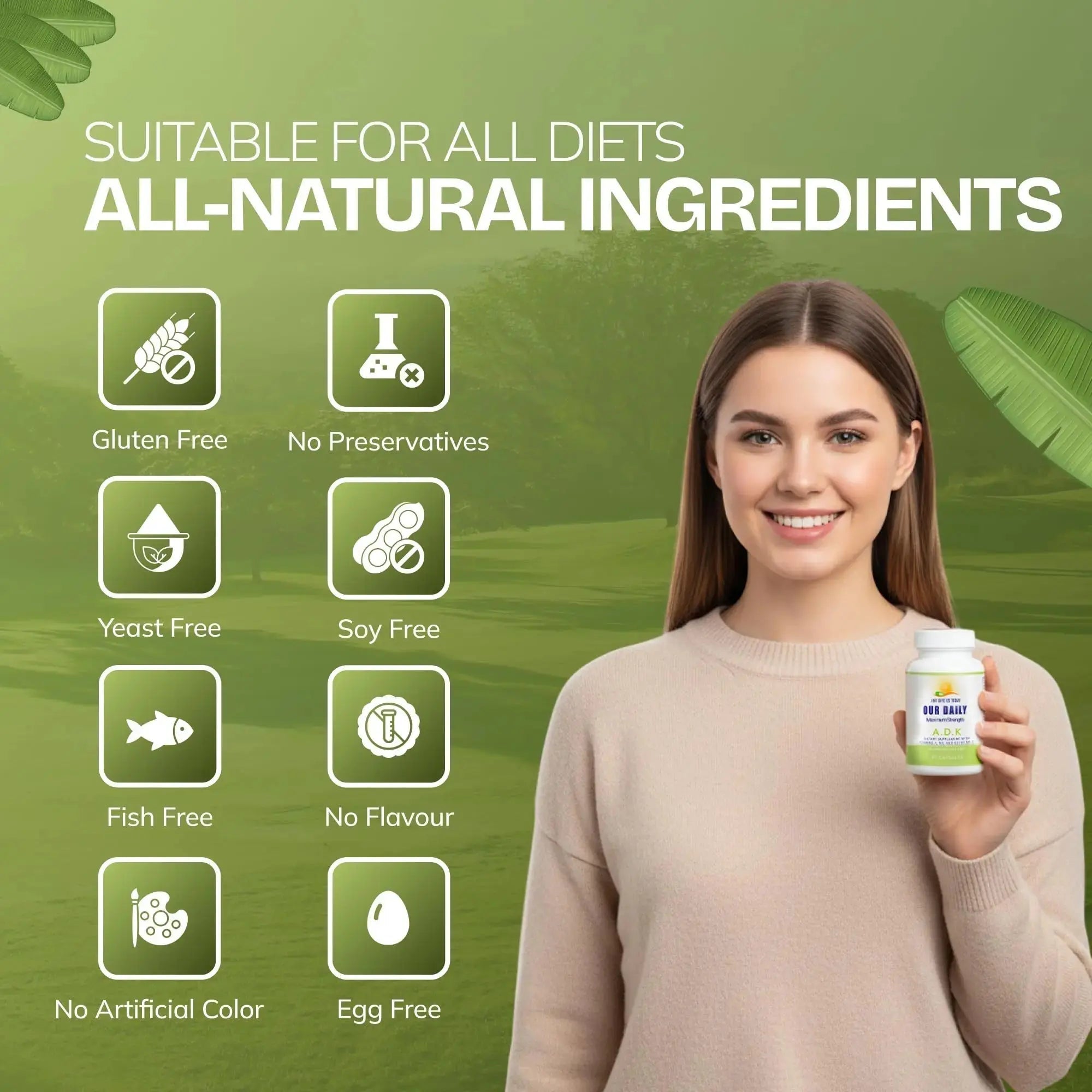 Daily Vites, ADK Vitamin Supplement 5000 IU, 90 Capsules - 3 Months Supply - High Potency Vitamin A, D3 & K2 (MK-7) - Physician Formulated ADK for Bone, Heart AND GIVE US TODAY OUR DAILY Au supplements