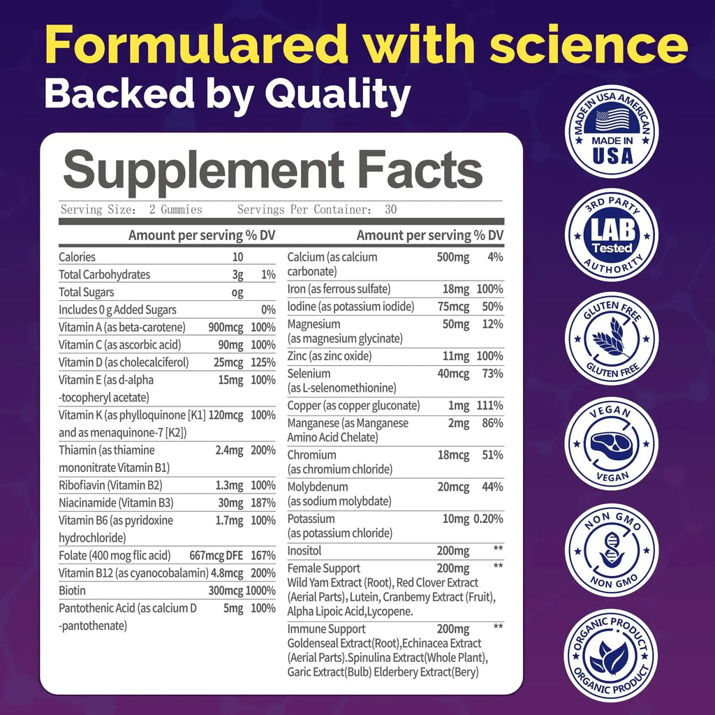 VCCVBB All-in-One Women's Multivitamin Gummies with Complete Vitamin & Mineral Complex, Herbal Blends for Energy, Overall Health VCCVBB Au supplements