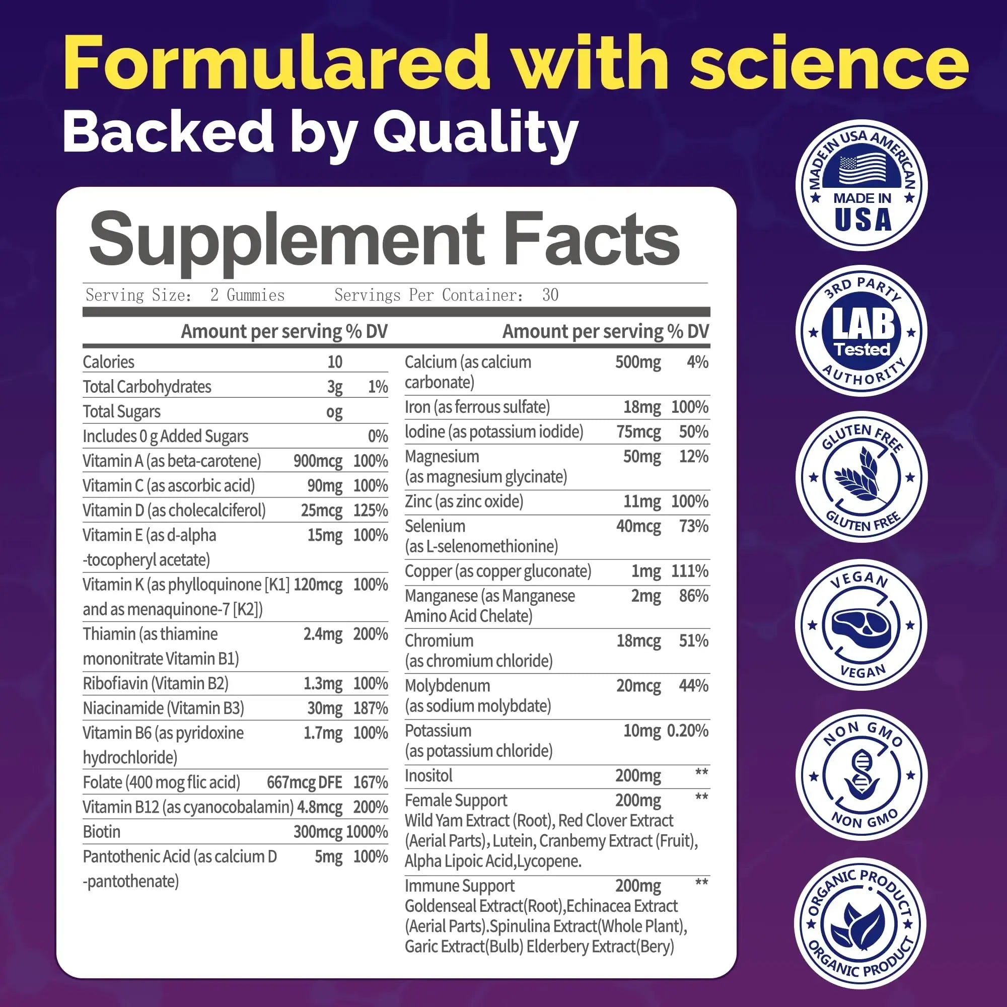 VCCVBB All-in-One Women's Multivitamin Gummies with Complete Vitamin & Mineral Complex, Herbal Blends for Energy, Overall Health VCCVBB Au supplements