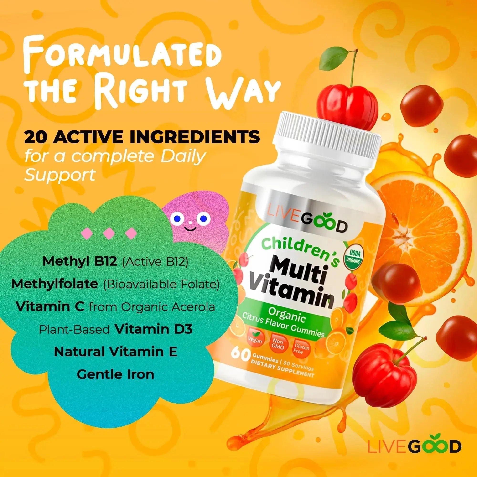 LIVEGOOD Organic Children’s Multivitamin Gummies, Kids Multivitamin, Vitamin D for Toddlers and Children, Organic Kids Chewable Vitamins for Immunity LIVEGOOD Au supplements