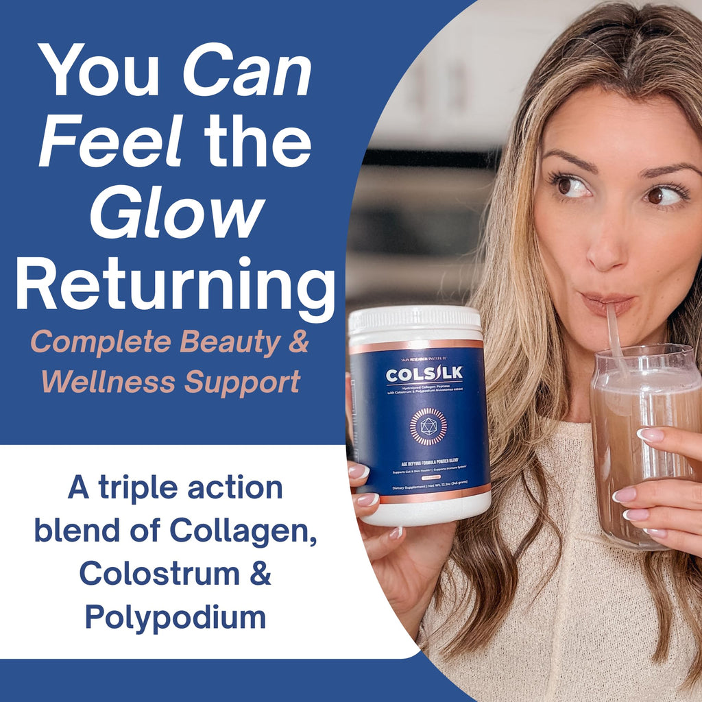 SRILabs ColSilk Unflavored Hydrolyzed Collagen Powder with Colostrum and Polypodium - Skin, Hair, Nails, Gut Health and Joint Support - One Scoop Daily | 1 Month Supply Skin Research Institute Au supplements