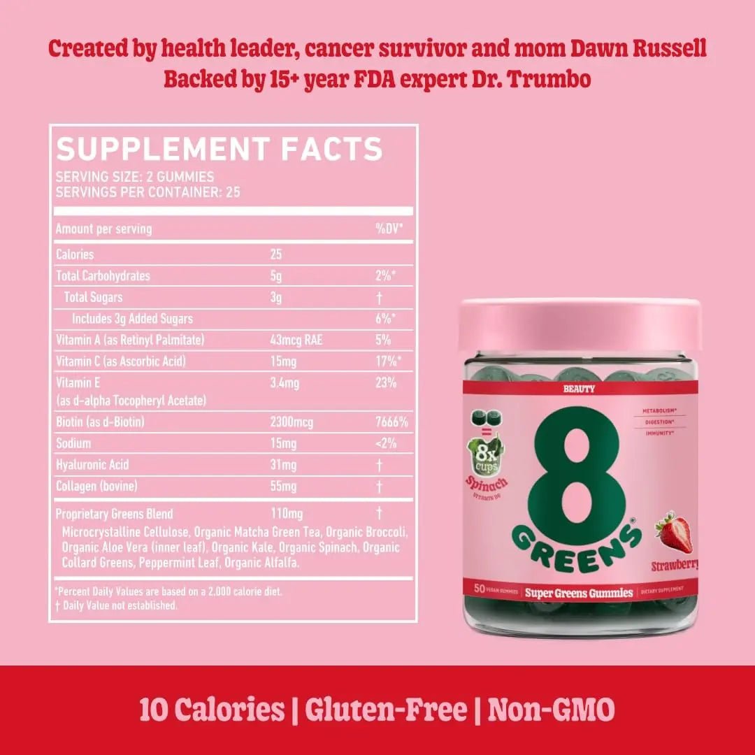 8Greens Skin Gummies with Collagen & Biotin - for Healthy Skin, Hair, and Nails - TrustMedUSA