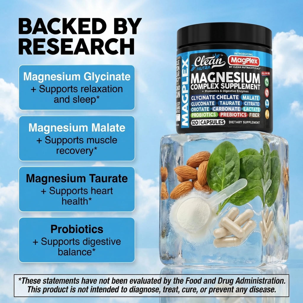 8in1 Magnesium Supplement Complex | Magnesium Glycinate Citrate Malate Gluconate Orotate Carbonate Lactate + Prebiotics Probiotics Digestive Enzymes Magnesio - TrustMedUSA