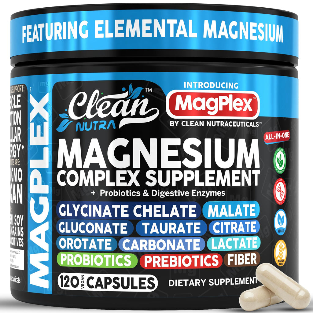 8in1 Magnesium Supplement Complex | Magnesium Glycinate Citrate Malate Gluconate Orotate Carbonate Lactate + Prebiotics Probiotics Digestive Enzymes Magnesio - TrustMedUSA