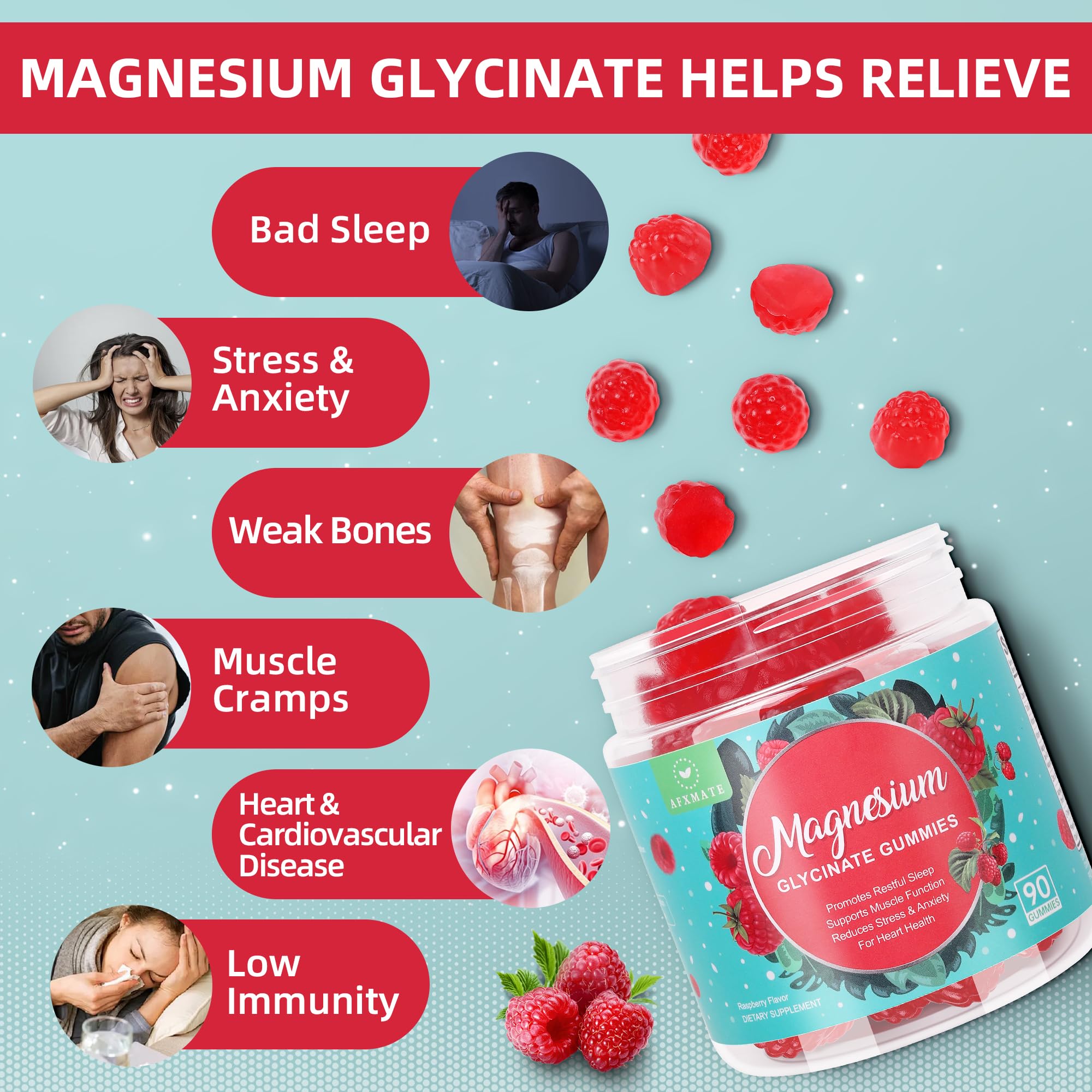 90 Count Magnesium Glycinate Gummies 400 mg - Sugar Free Magnesium Supplement for Adults with Glycinate & Malate, L-Theanine, Ashwagandha, Zinc, Vitamin B6 & D3, Supports Relaxation & Sleep - TrustMedUSA