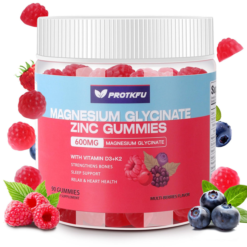 90 CT Magnesium Glycinate Gummies 600mg, Sugar Free Magnesium Gummies w/Zinc & Vitamin D3 & K2 - Magnesium Supplements for Sleep, Supports Bone Health, Nerve & Immune Function - TrustMedUSA