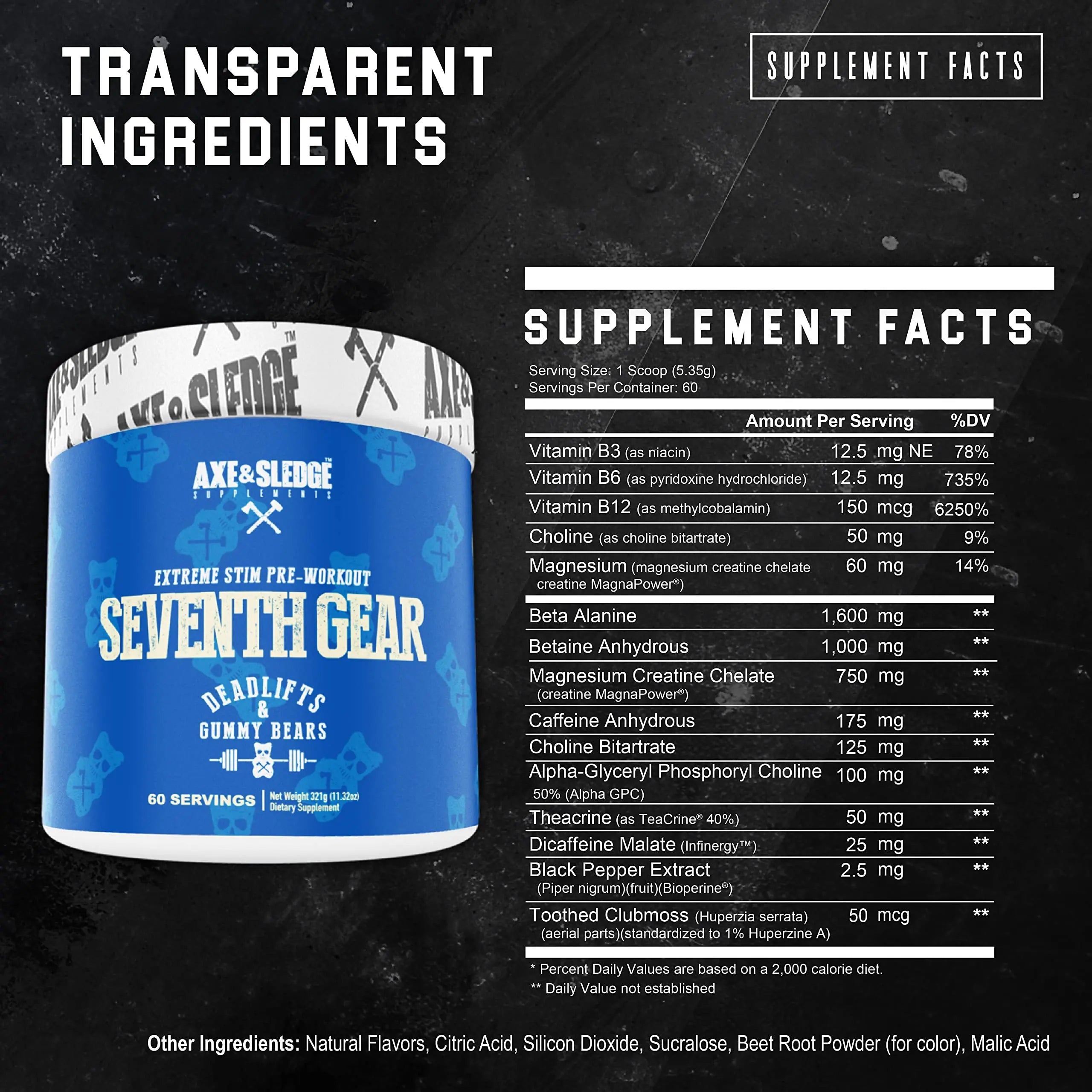 Axe & Sledge Supplements Seventh Gear Extreme Stimulant-Based Pre-Workout with TeaCrine Axe & Sledge Au supplements