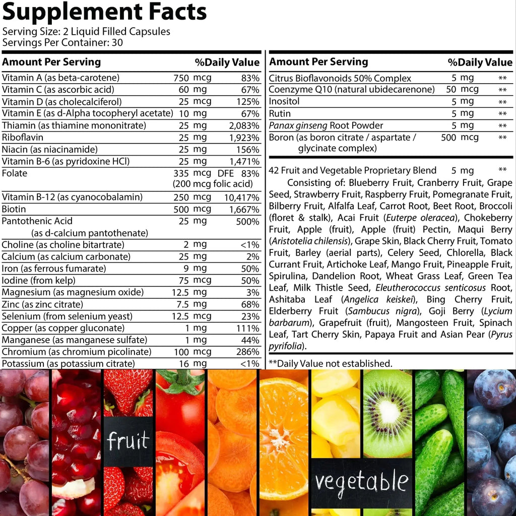Iman Vitamins Halal Complete Multivitamin Capsules for Adults Men & Women | 42 Fruit & Vegetable Blend Iman Vitamins Au supplements