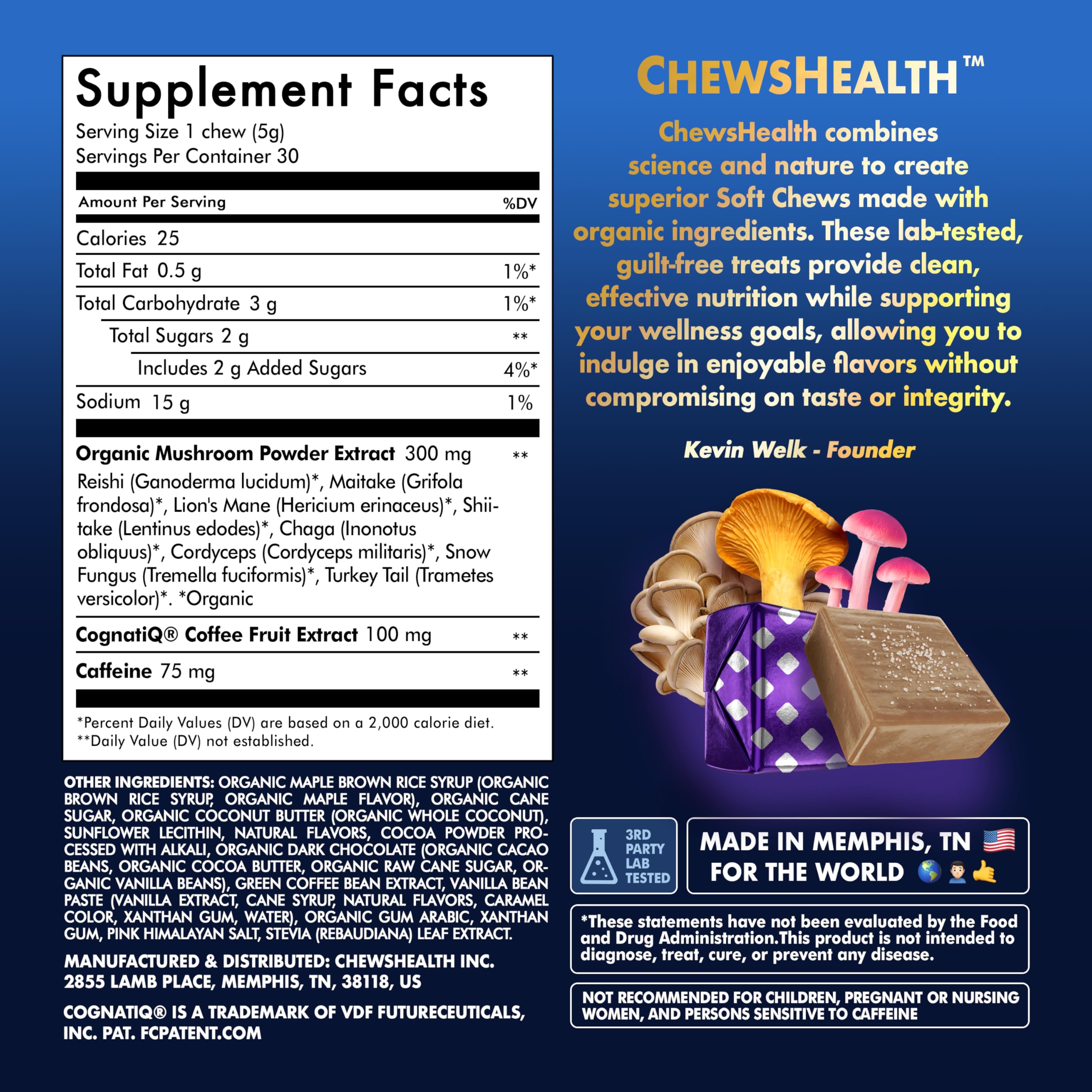 DynaMind iQ Brain Supplement for Memory and Focus for Adults - Nootropic Chews | Coffee Fruit & Mushroom Supplement Blend, Memory Focus Supplement, Caffeine Focus Pills Alternative, 30 Count CHEWSHEALTH Au supplements