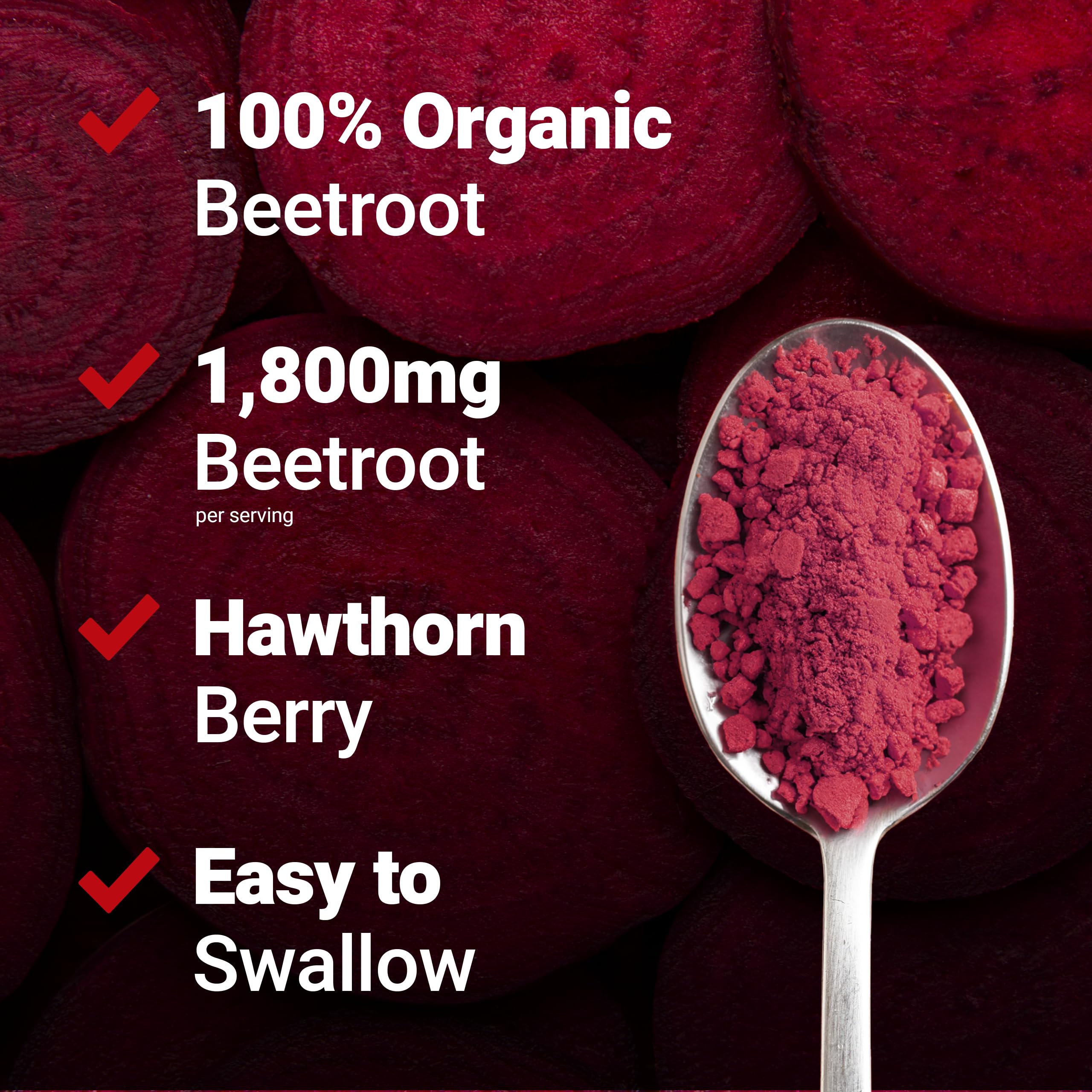Force Factor Total Beets Blood Pressure Support Beet Root Capsules, 1800mg Organic Beet Root Powder Beet Supplement with Hawthorn Berry to Support Circulation