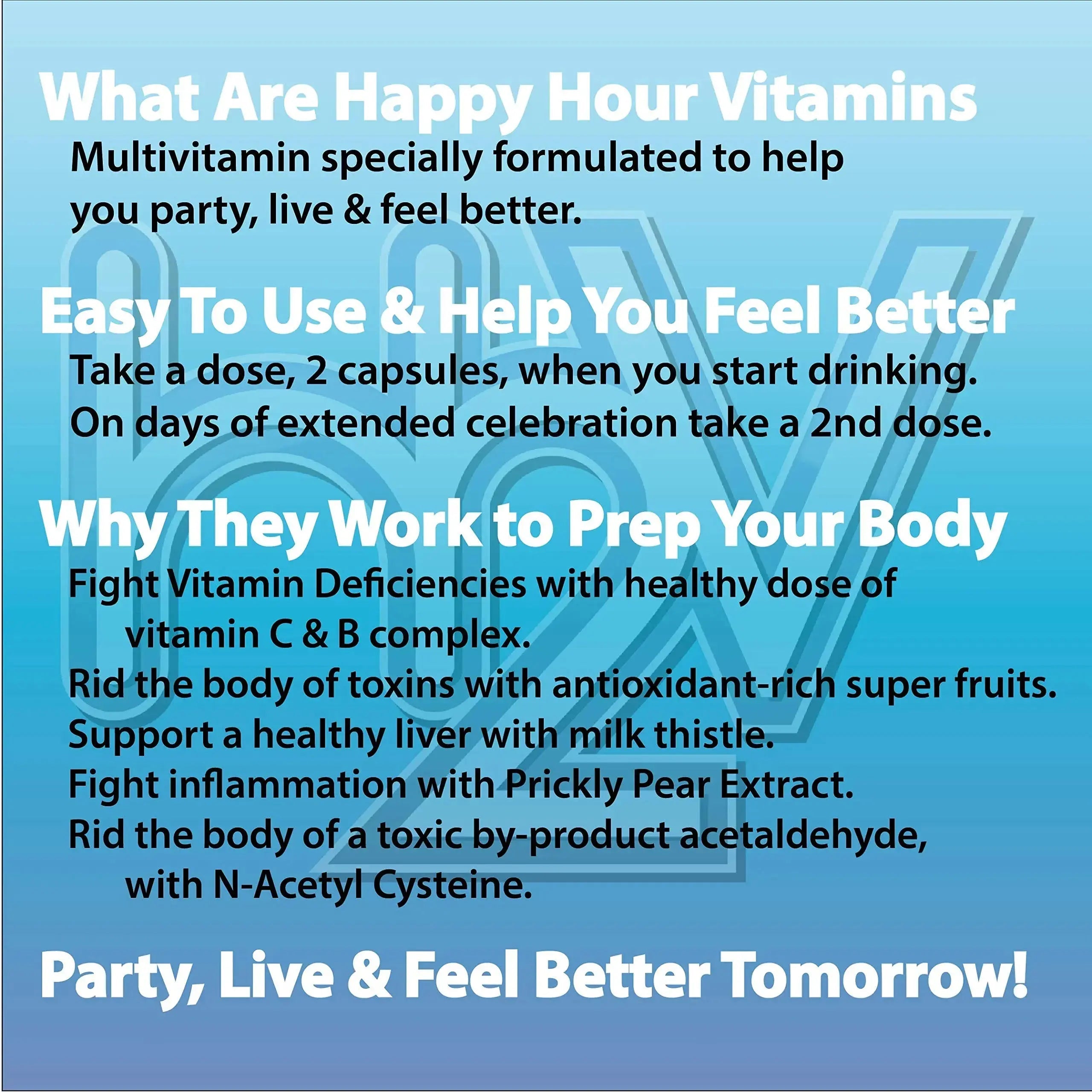 Happy Hour Vitamins Bottle - Multivitamin Formulated for Better Mornings – Live & Feel Better with Milk Thistle, Prickly Pear Cactus Happy Hour Vitamins Au supplements