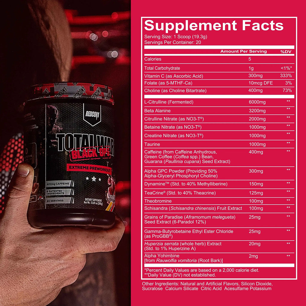 REDCON1 Total War Black Ops Extreme Preworkout Powder, Tigers Blood, High Stimulant REDCON1 Au supplements