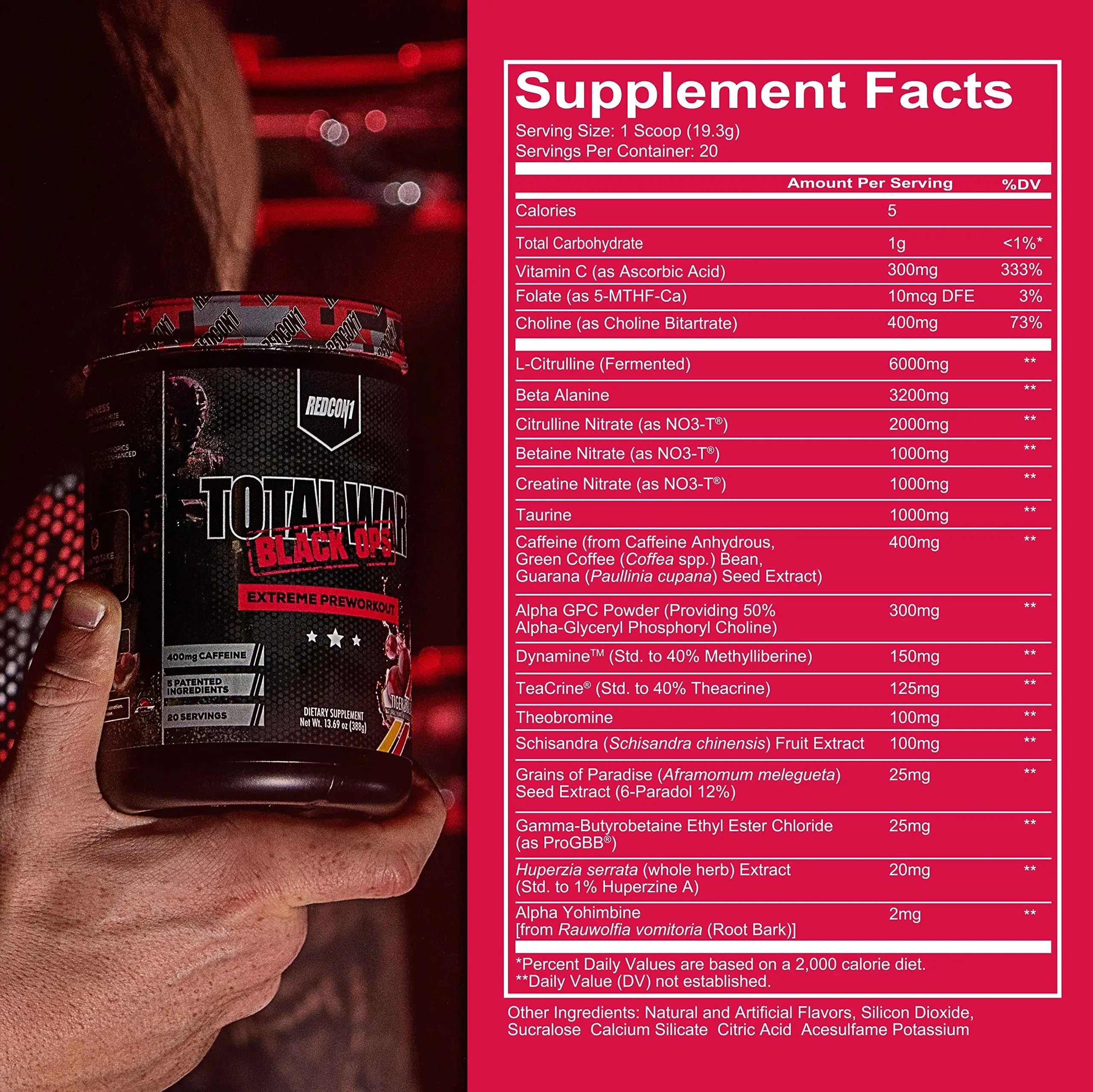 REDCON1 Total War Black Ops Extreme Preworkout Powder, Tigers Blood, High Stimulant REDCON1 Au supplements