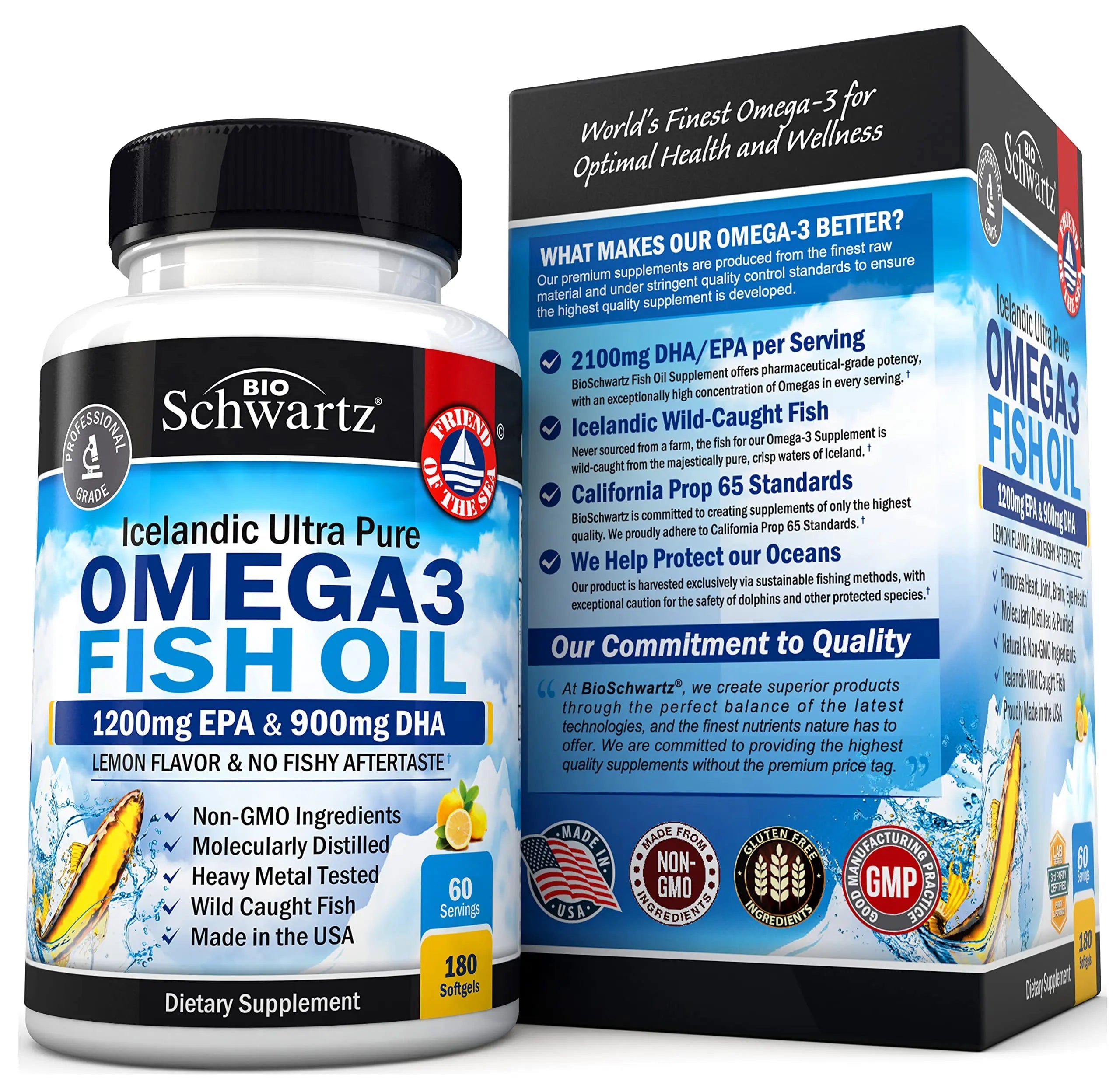 Omega 3 Fish Oil Supplement - 1200mg EPA and 900mg DHA Fatty Acid Per Serving BioSchwartz Au supplements