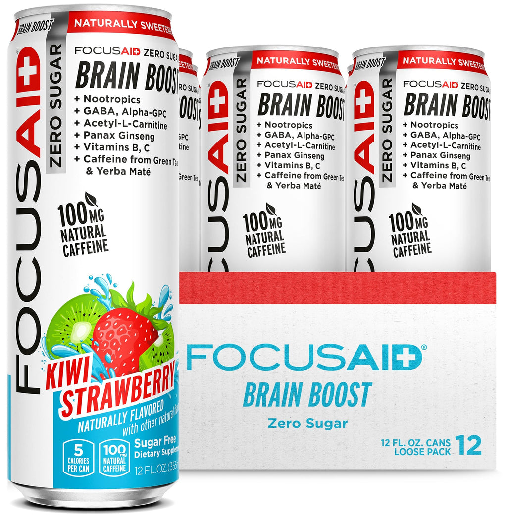 FOCUSAID ZERO SUGAR Nootropics Blend, Alpha-GPC, GABA, 100mg Natural Caffeine from Green Tea, Yerba Mate, Vitamin B-Complex, Keto-Friendly, No Artificial Sweeteners, 12 Fl Oz (Pack of 12) LIFEAID Au supplements