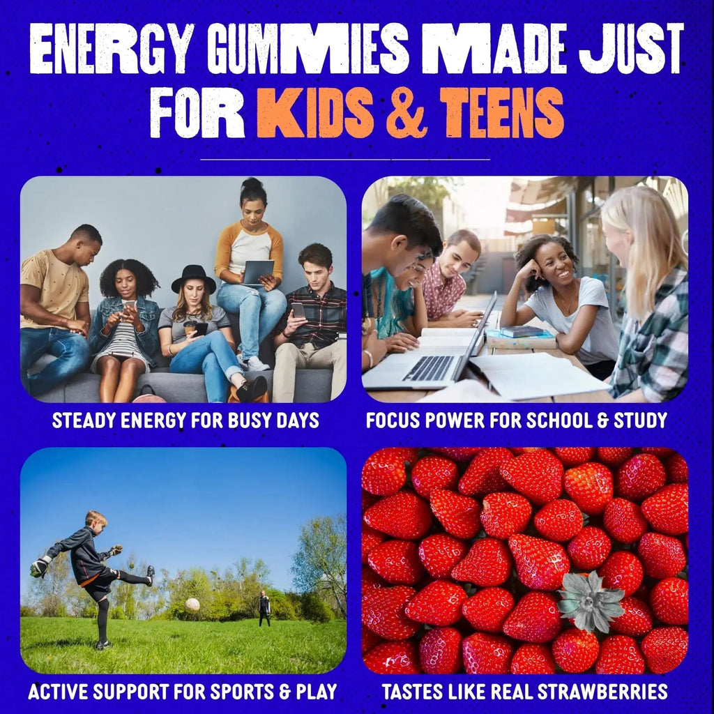 SAM+LEO Vitamin B Complex Gummies with Biotin for Kids & Teens - Caffeine-Free Focus & Energy Support Supplement Gummies | SAM+LEO Au supplements