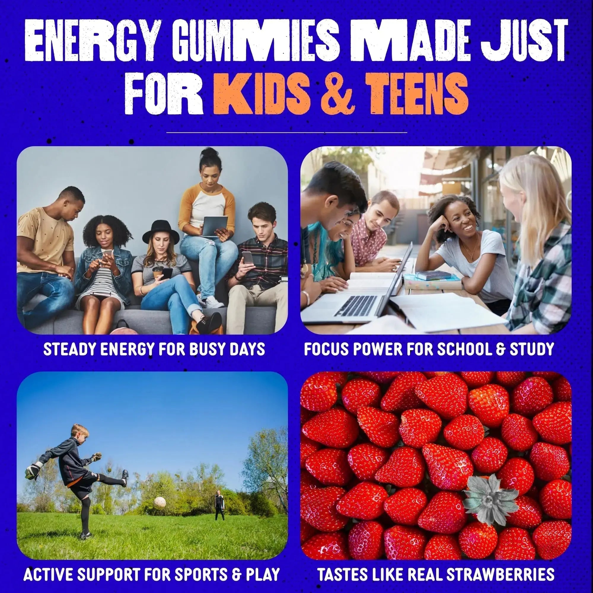 SAM+LEO Vitamin B Complex Gummies with Biotin for Kids & Teens - Caffeine-Free Focus & Energy Support Supplement Gummies | SAM+LEO Au supplements