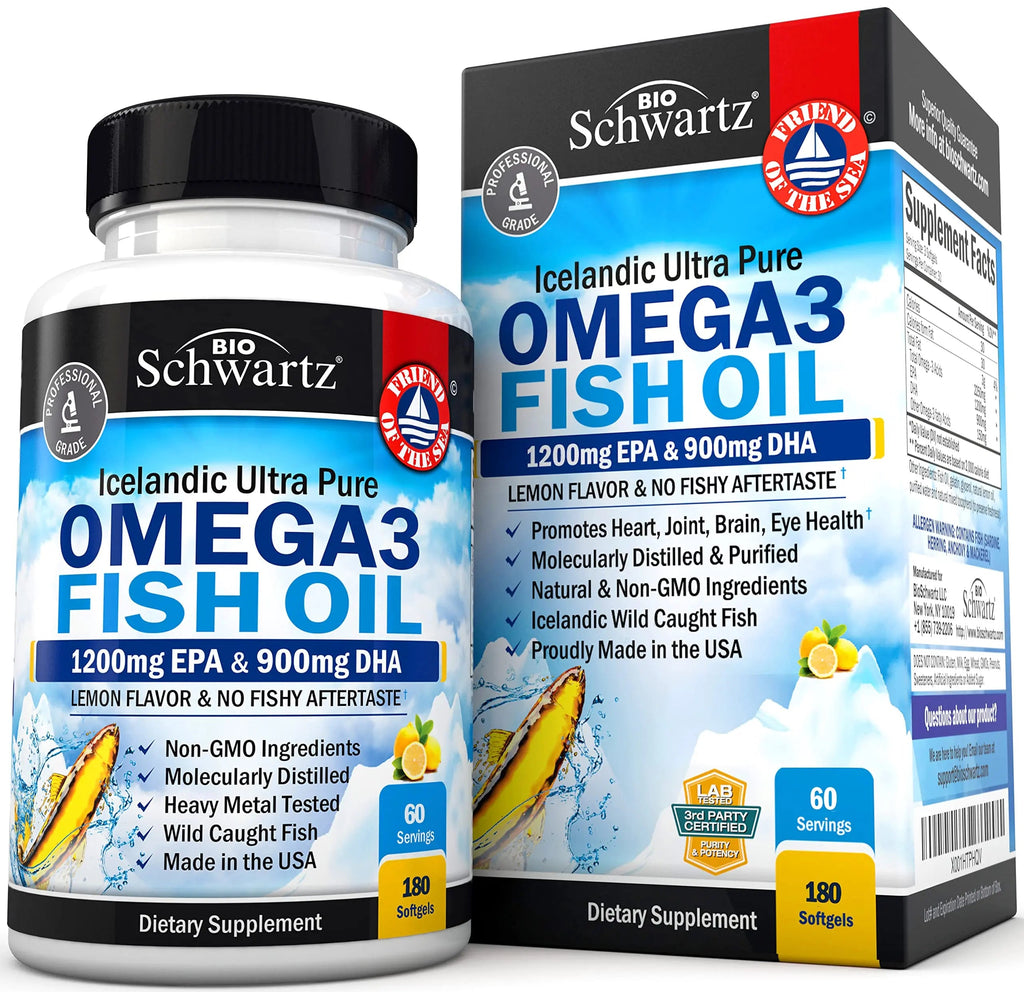 Omega 3 Fish Oil Supplement - 1200mg EPA and 900mg DHA Fatty Acid Per Serving BioSchwartz Au supplements