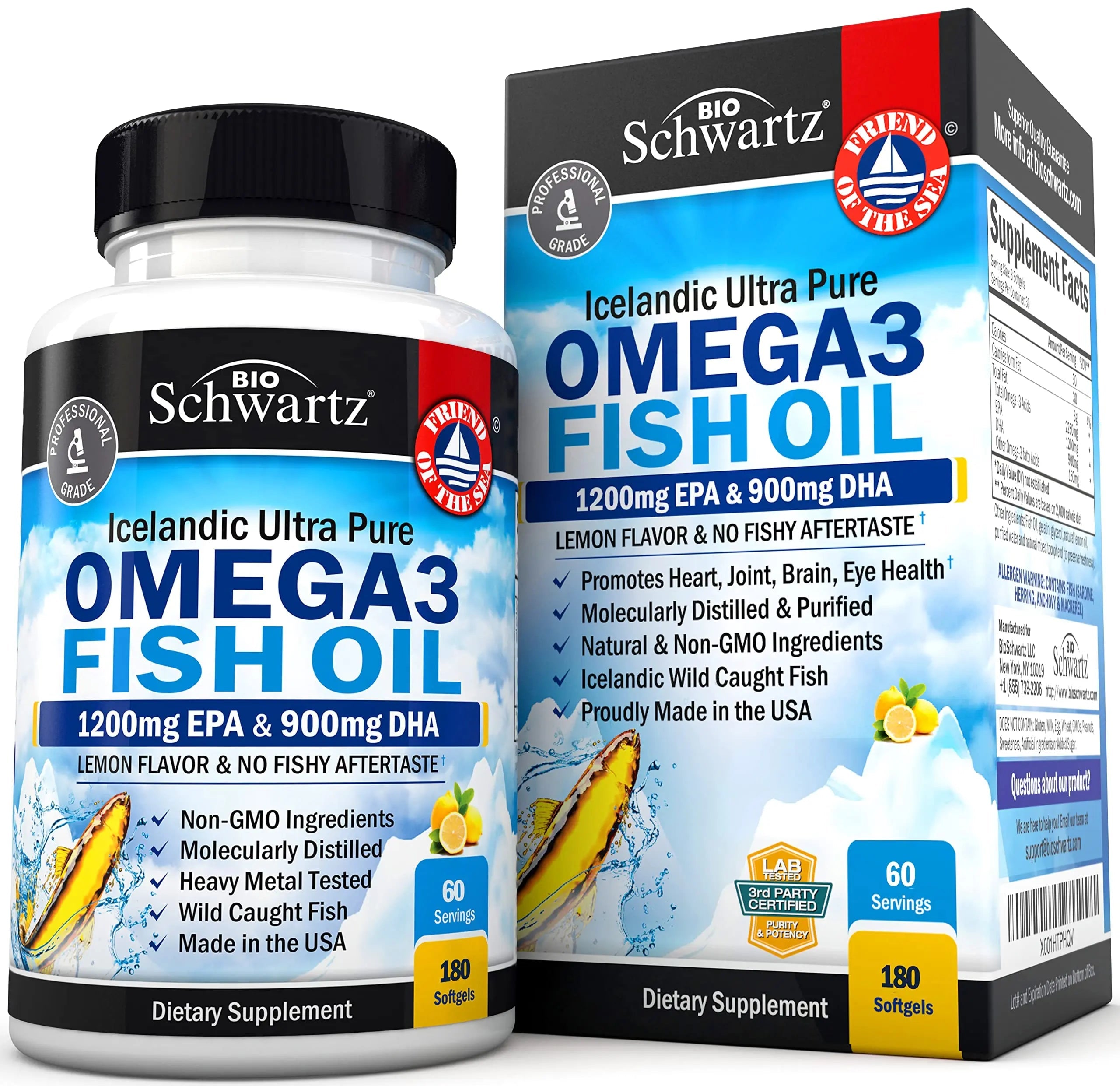 Omega 3 Fish Oil Supplement - 1200mg EPA and 900mg DHA Fatty Acid Per Serving BioSchwartz Au supplements